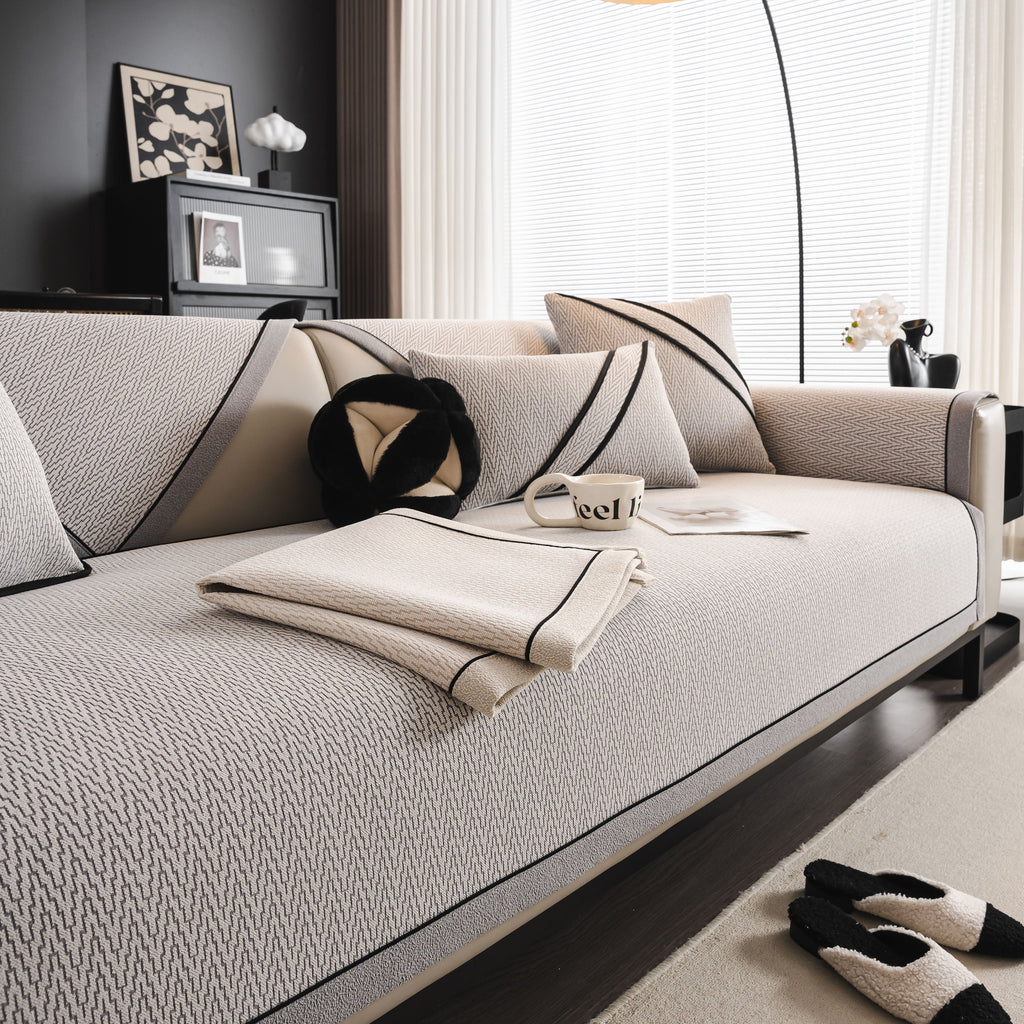 Herringbone Couch Protector for Pets, Non-Slip Washable Sectional Couch Covers