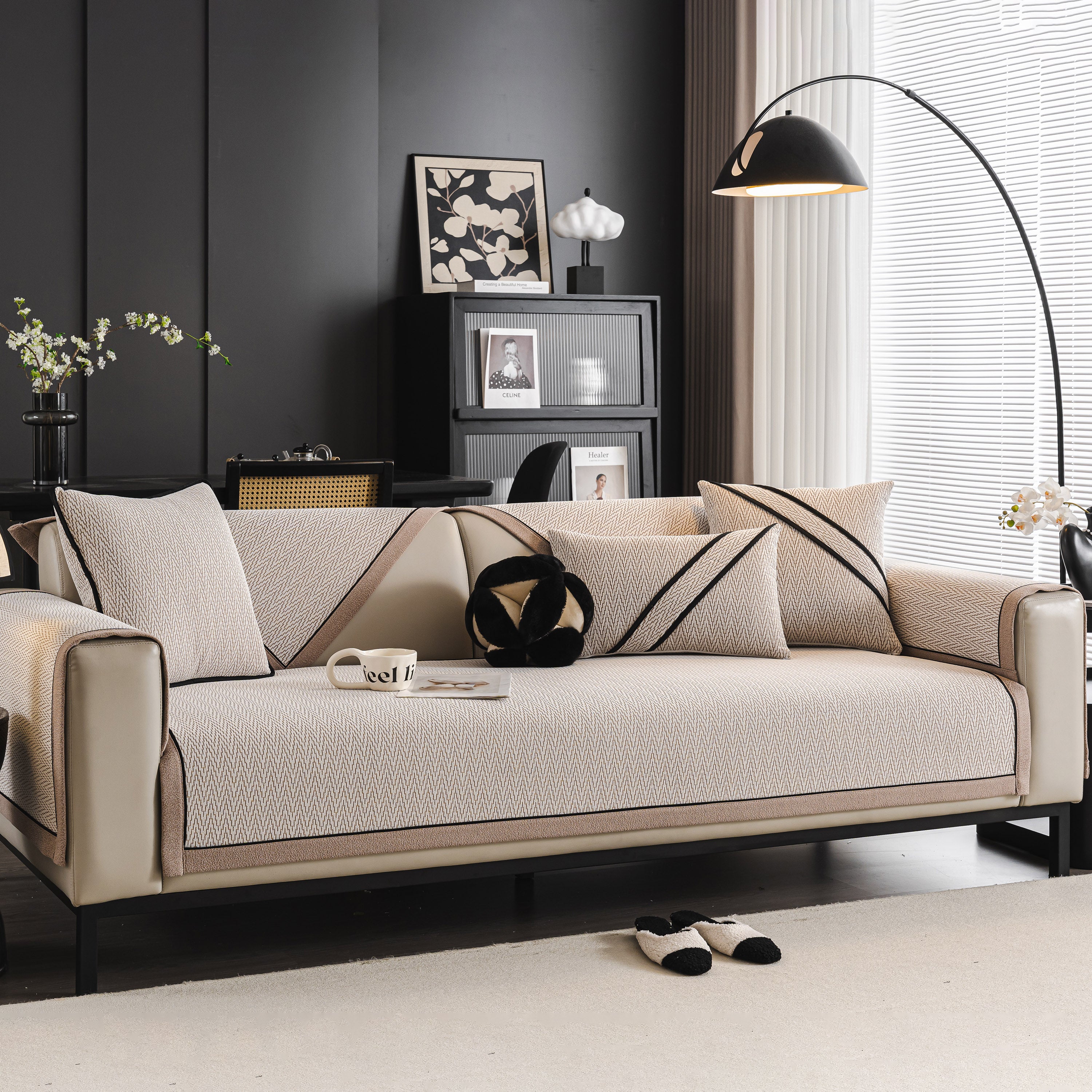 Herringbone Couch Protector for Pets, Non-Slip Washable Sectional Couch Covers