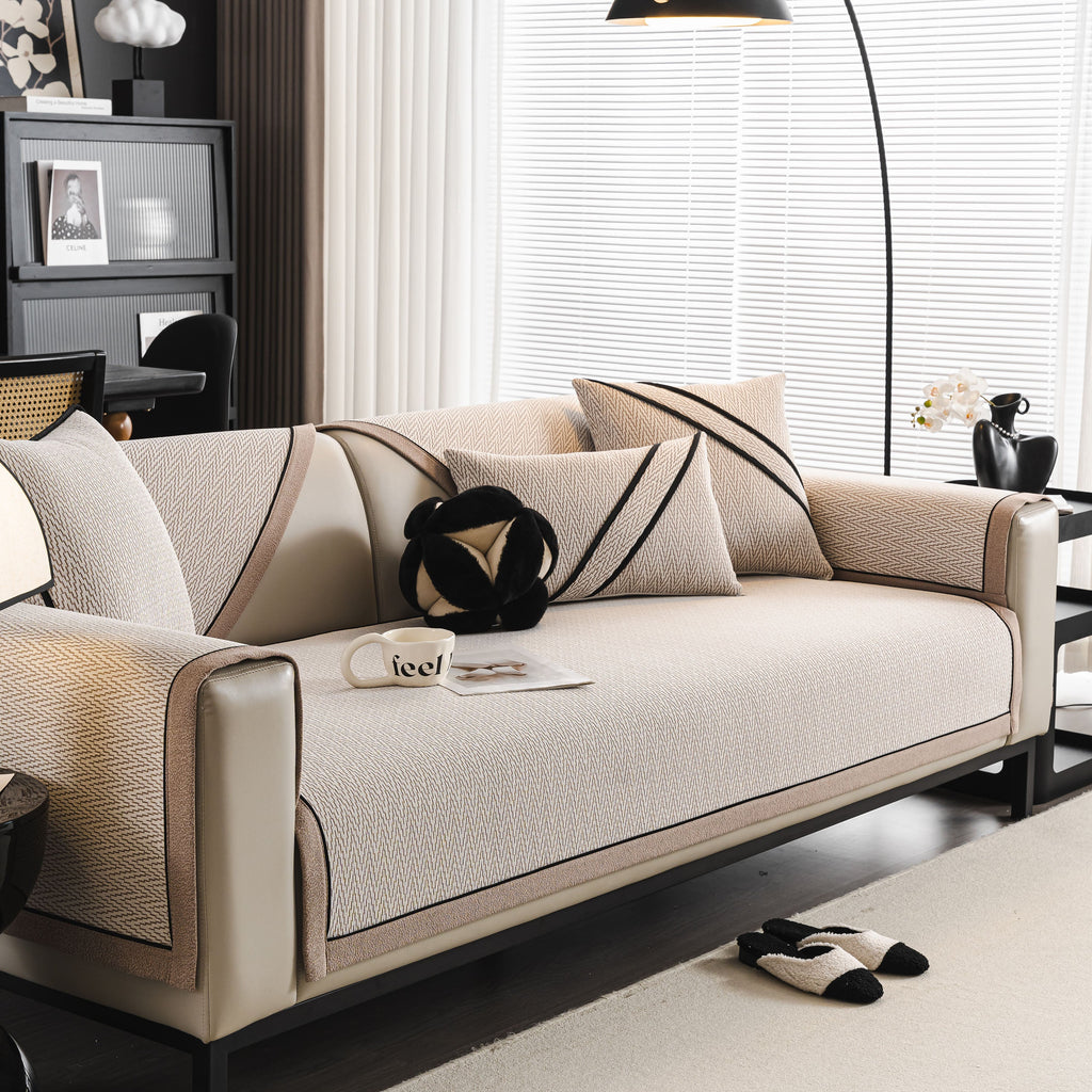 Herringbone Couch Protector for Pets, Non-Slip Washable Sectional Couch Covers