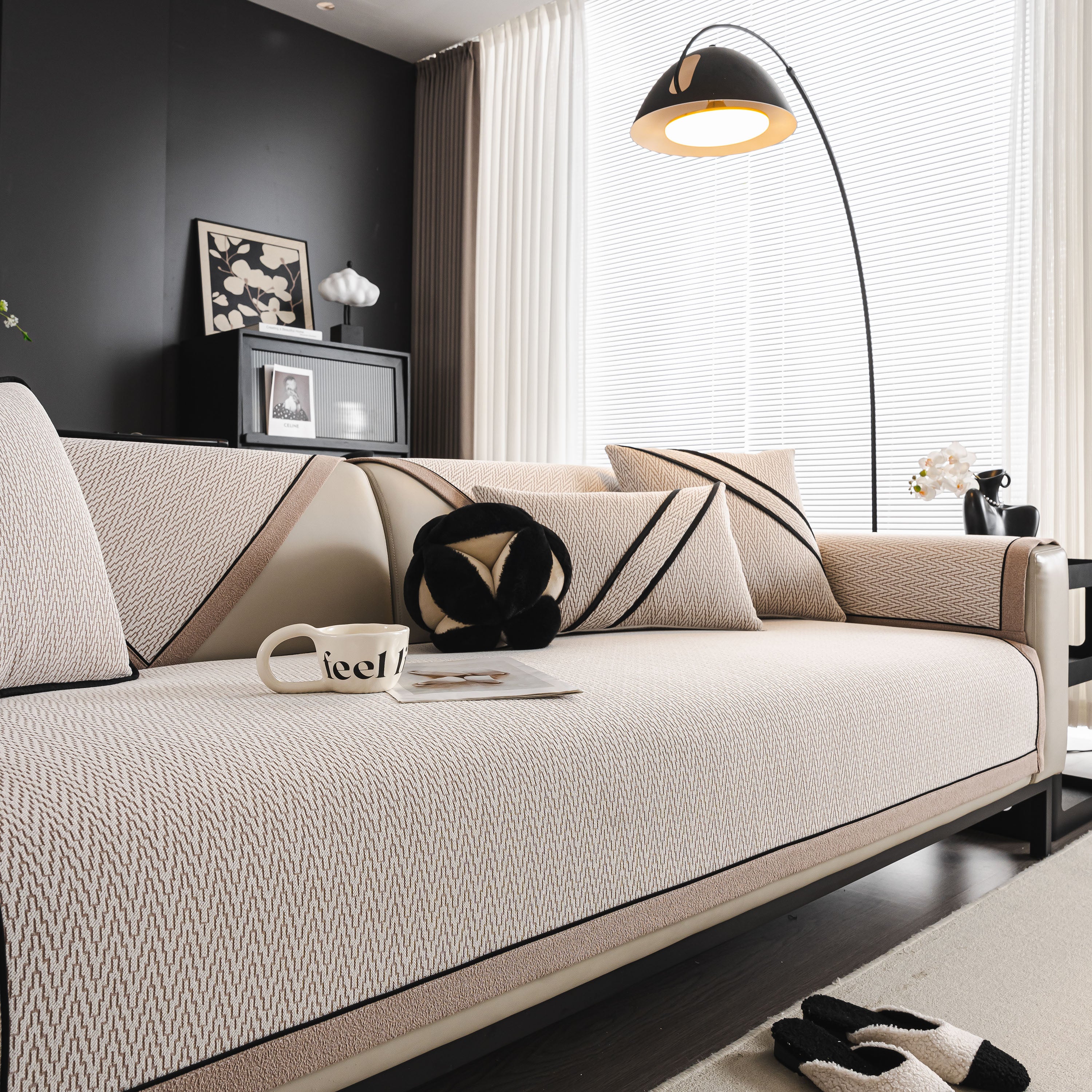 Herringbone Couch Protector for Pets, Non-Slip Washable Sectional Couch Covers