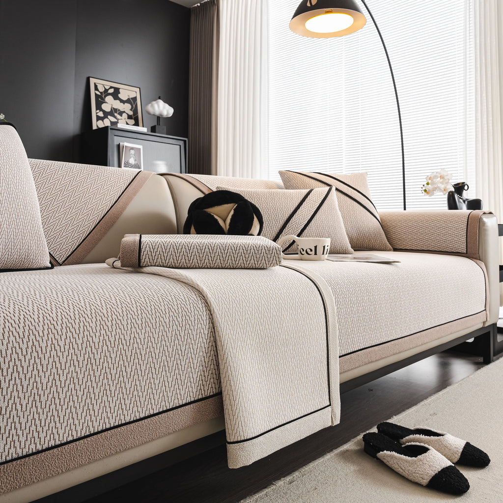 Herringbone Couch Protector for Pets, Non-Slip Washable Sectional Couch Covers