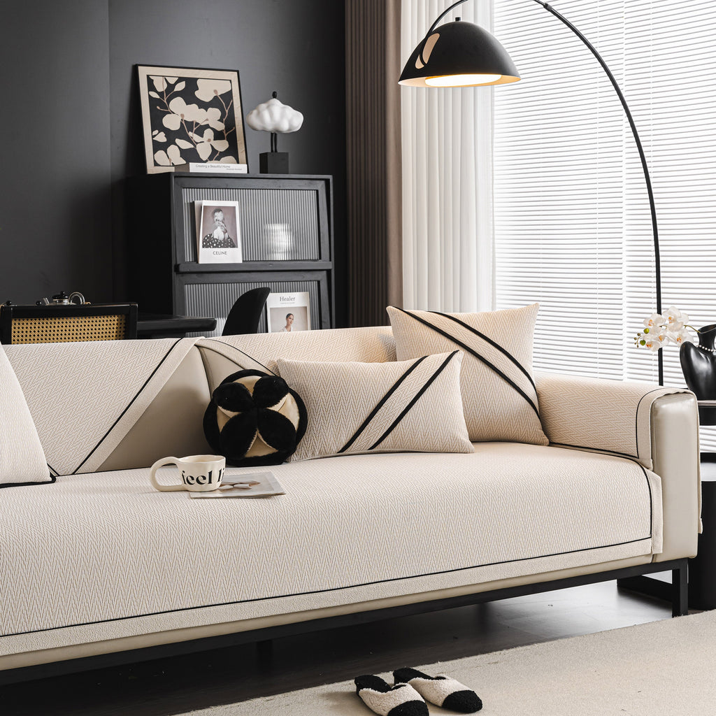 Herringbone Couch Protector for Pets, Non-Slip Washable Sectional Couch Covers