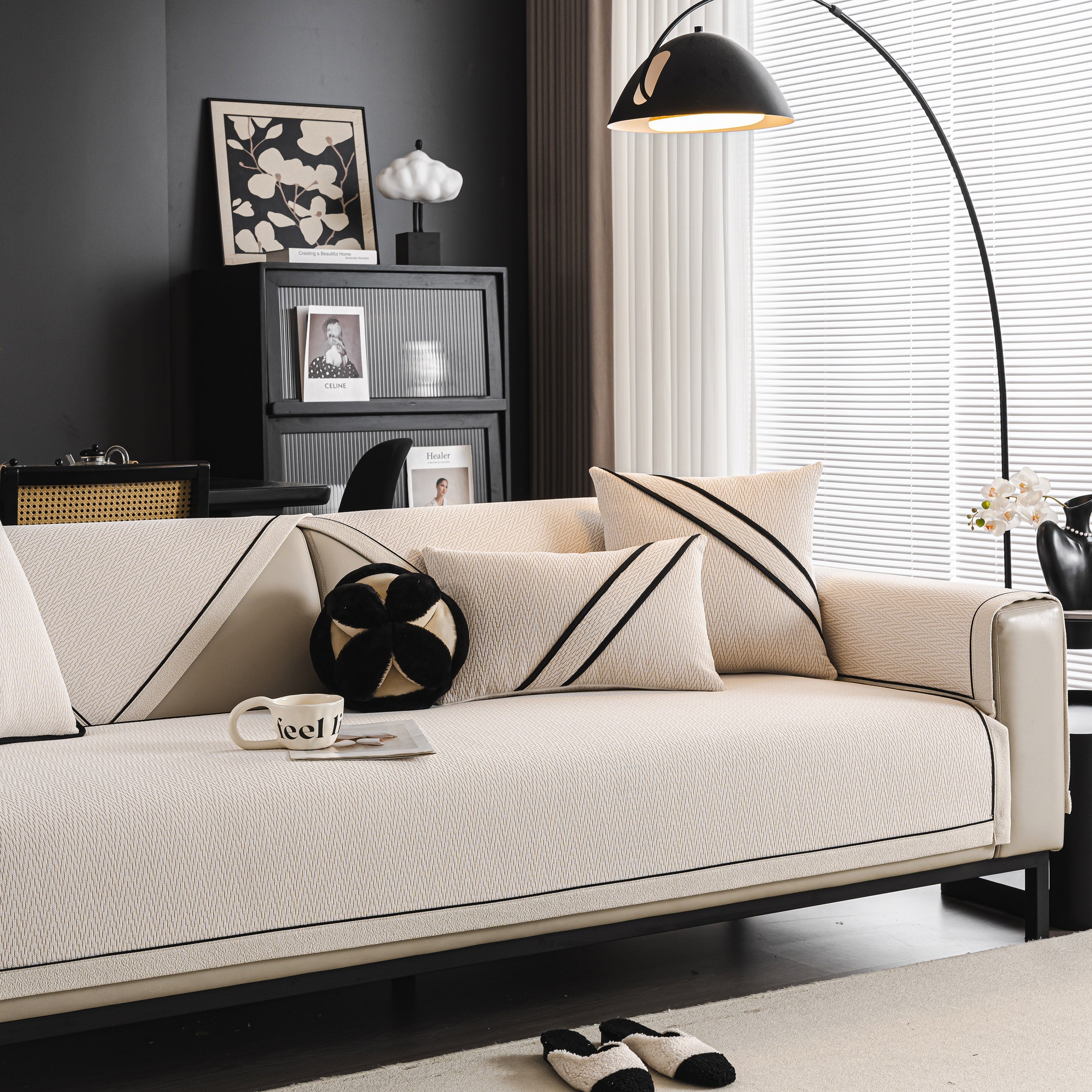 Herringbone Couch Protector for Pets, Non-Slip Washable Sectional Couch Covers