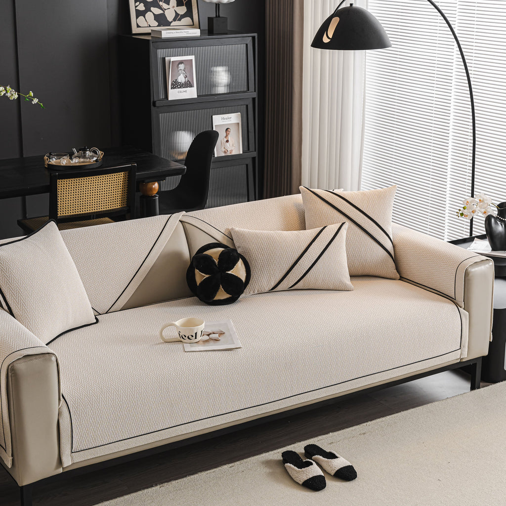 Herringbone Couch Protector for Pets, Non-Slip Washable Sectional Couch Covers