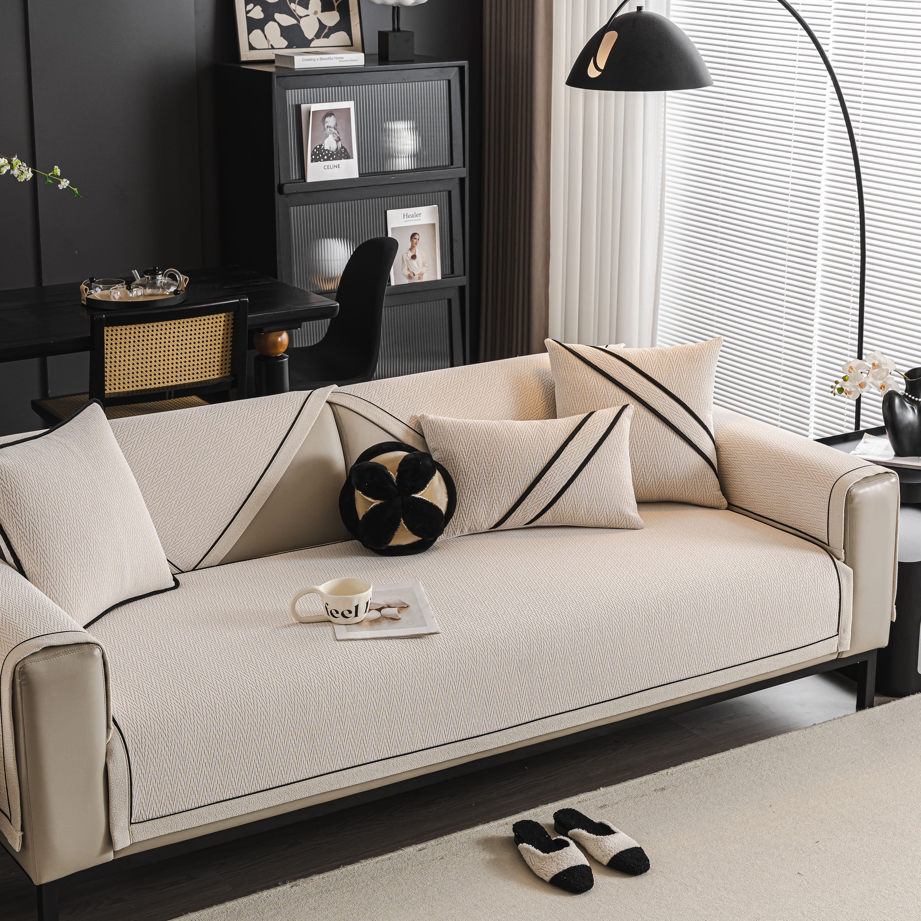 Herringbone Couch Protector for Pets, Non-Slip Washable Sectional Couch Covers