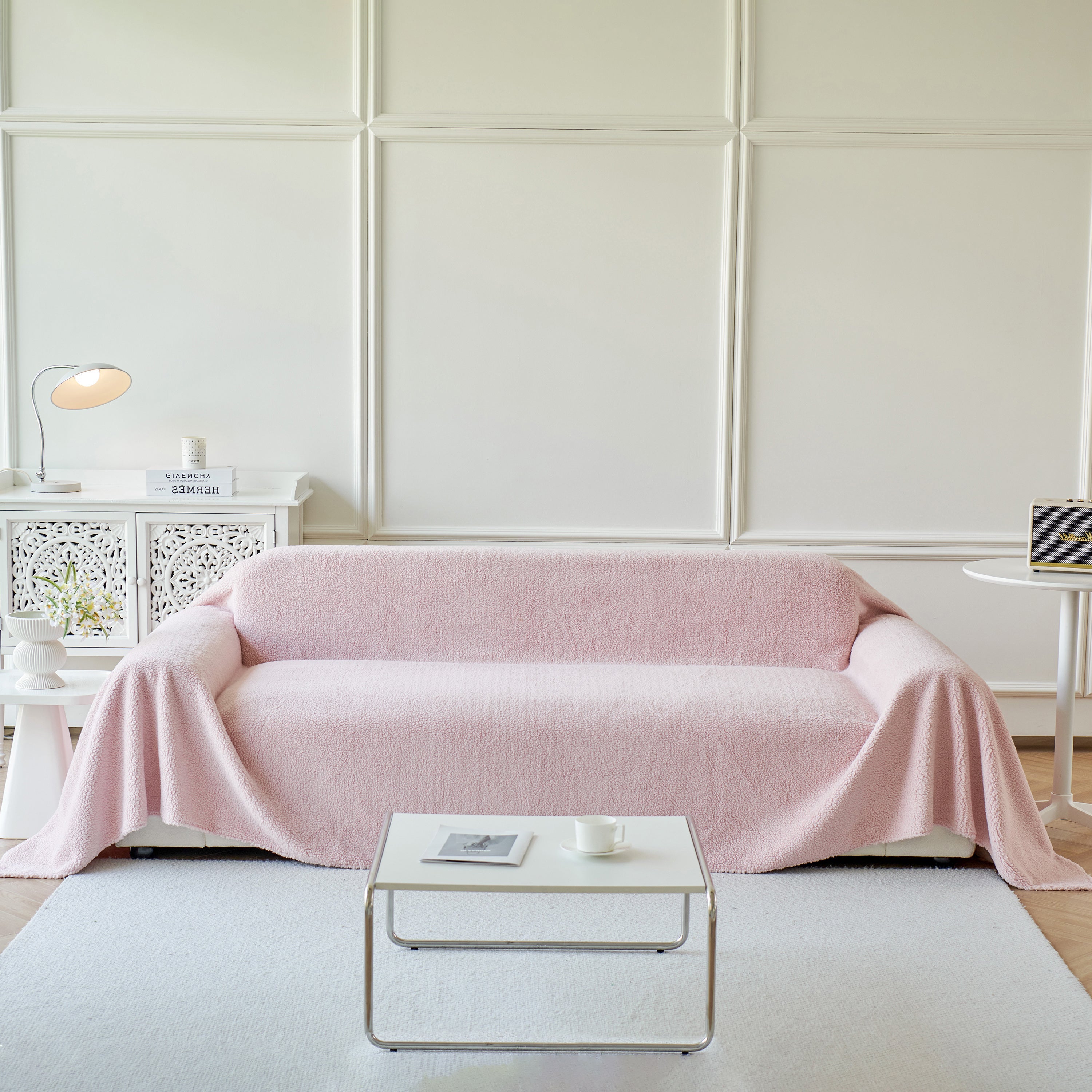 Thick Sherpa Fleece Sofa Protector Cover Stylish Durable Slipcovers for Couches and Chairs