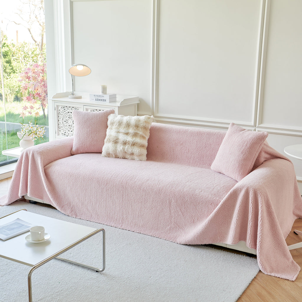 Thick Sherpa Fleece Sofa Protector Cover Stylish Durable Slipcovers for Couches and Chairs