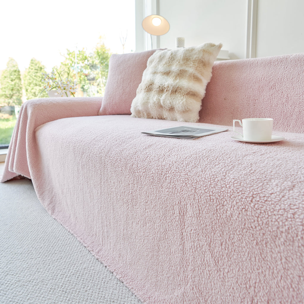 Thick Sherpa Fleece Sofa Protector Cover Stylish Durable Slipcovers for Couches and Chairs