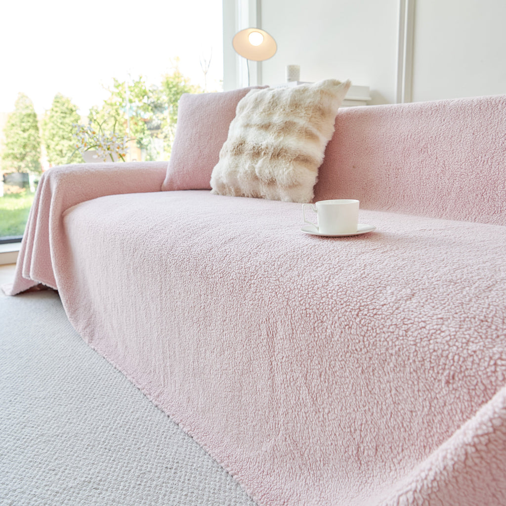 Thick Sherpa Fleece Sofa Protector Cover Stylish Durable Slipcovers for Couches and Chairs
