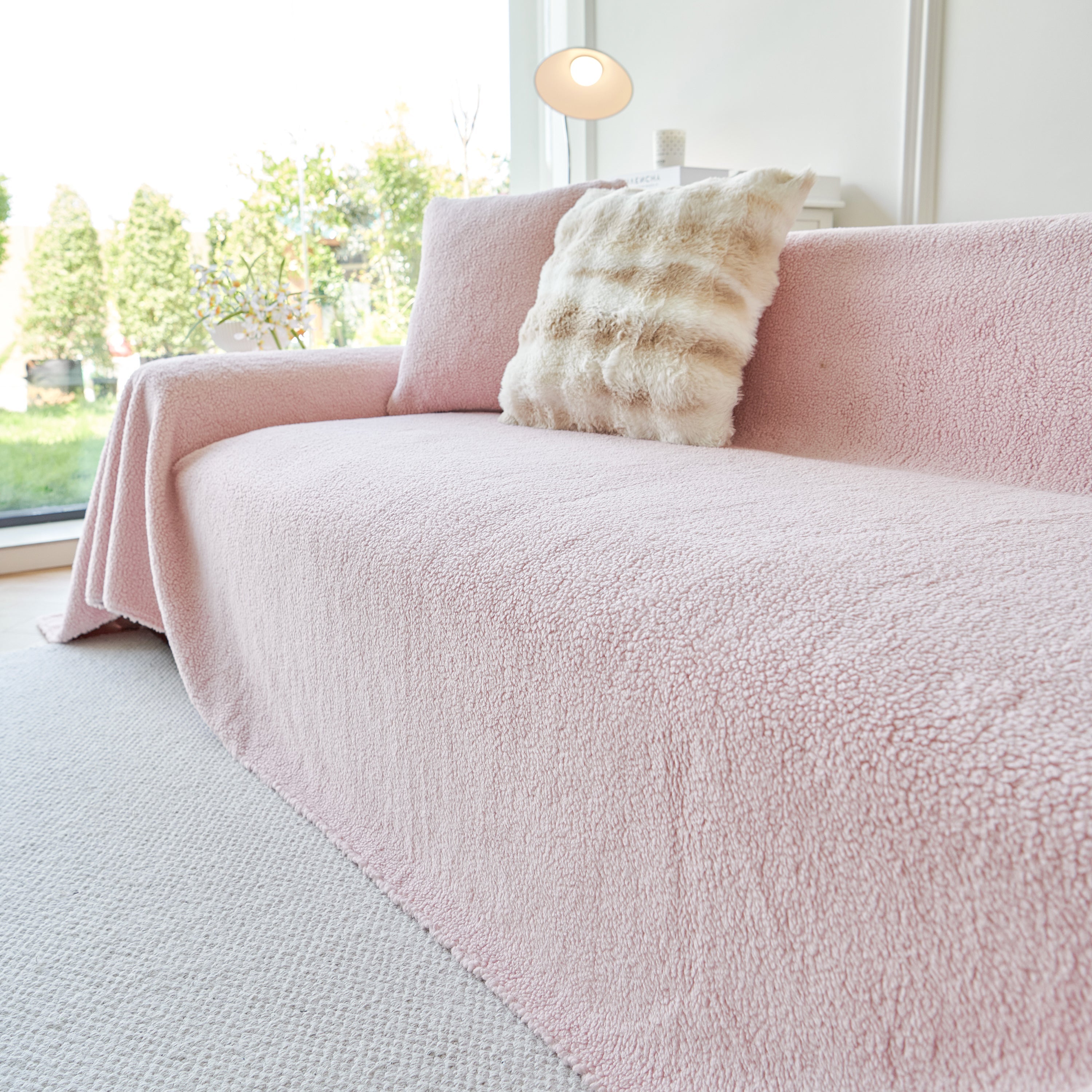 Thick Sherpa Fleece Sofa Protector Cover Stylish Durable Slipcovers for Couches and Chairs