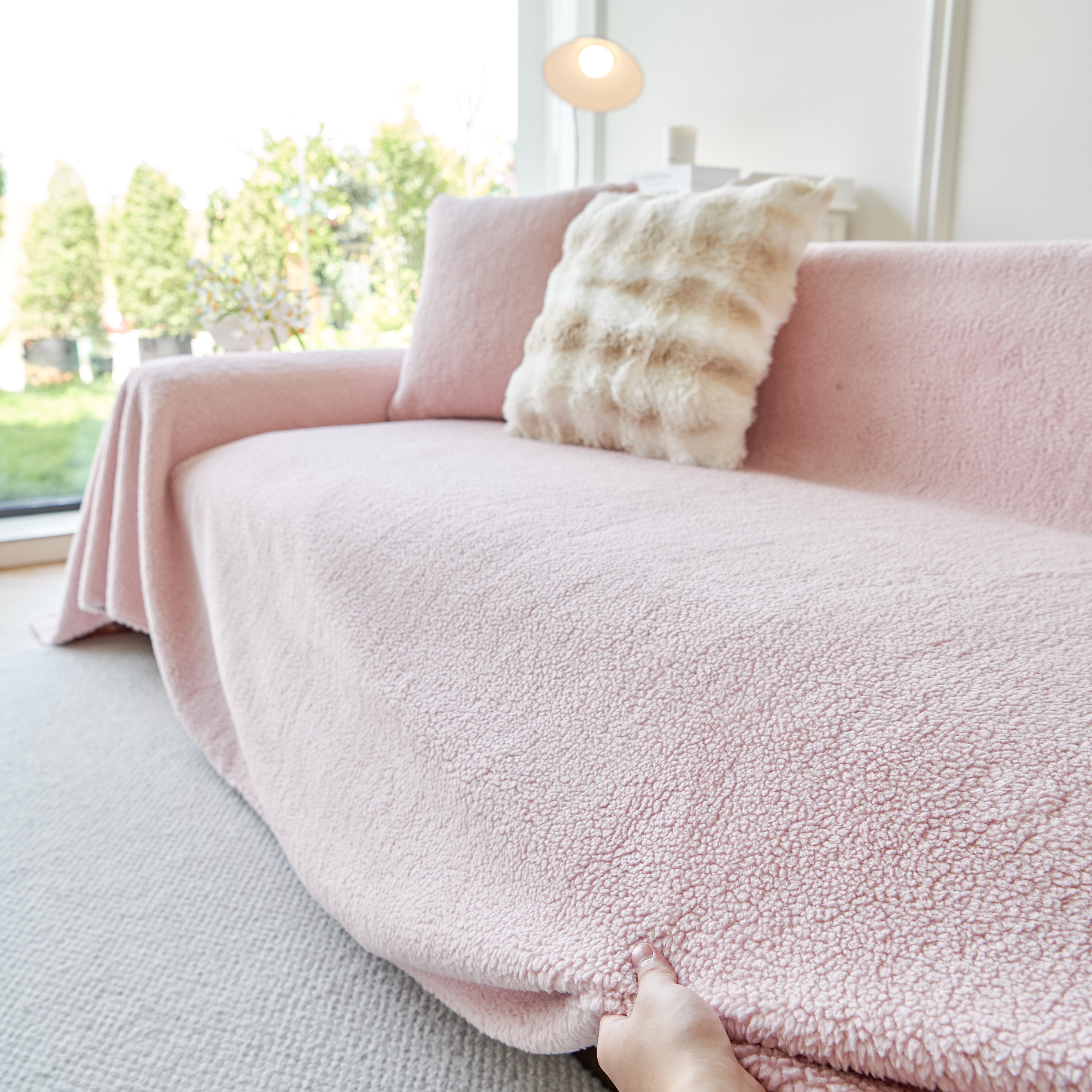 Thick Sherpa Fleece Sofa Protector Cover Stylish Durable Slipcovers for Couches and Chairs
