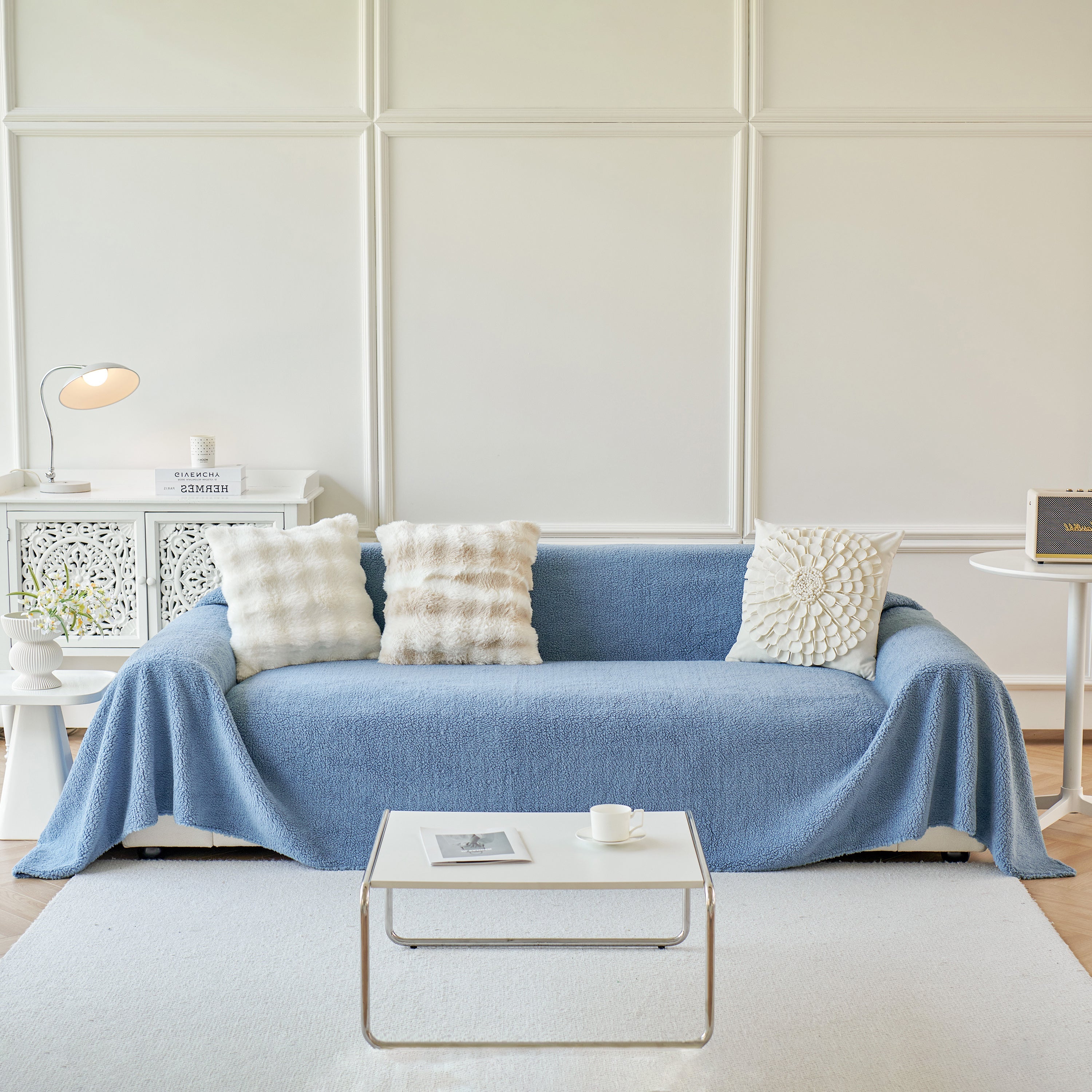 Thick Sherpa Fleece Sofa Protector Cover Stylish Durable Slipcovers for Couches and Chairs