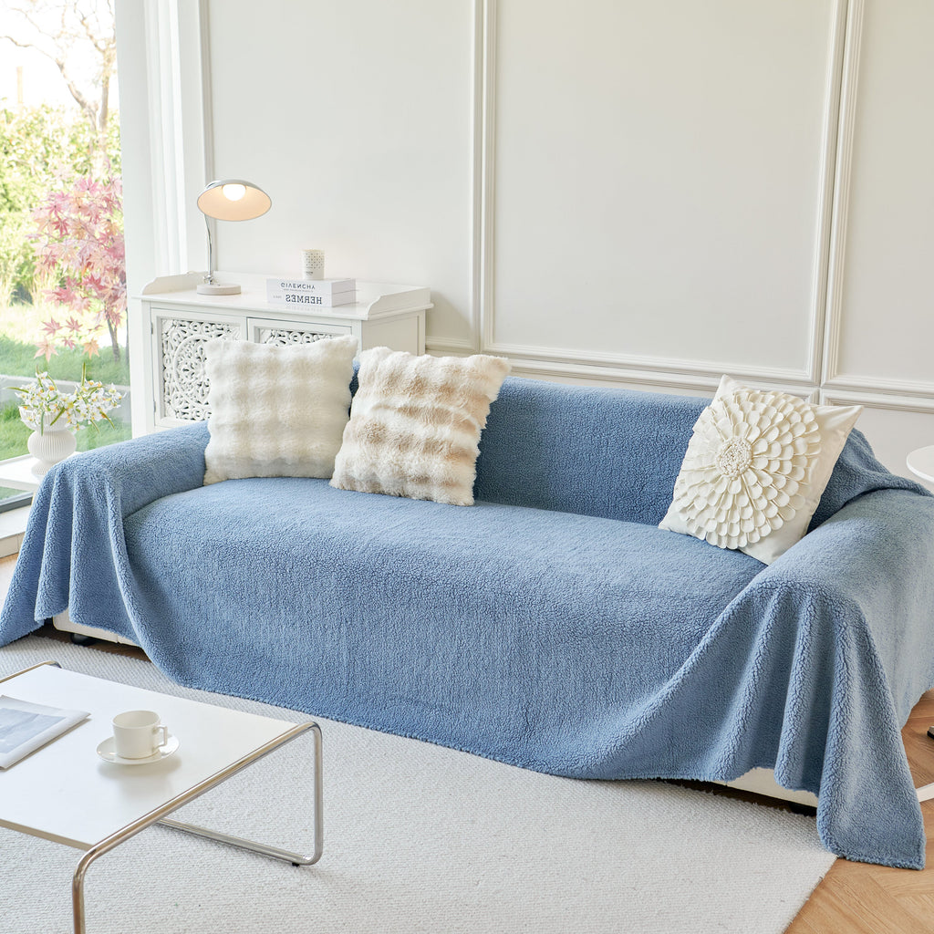 Thick Sherpa Fleece Sofa Protector Cover Stylish Durable Slipcovers for Couches and Chairs