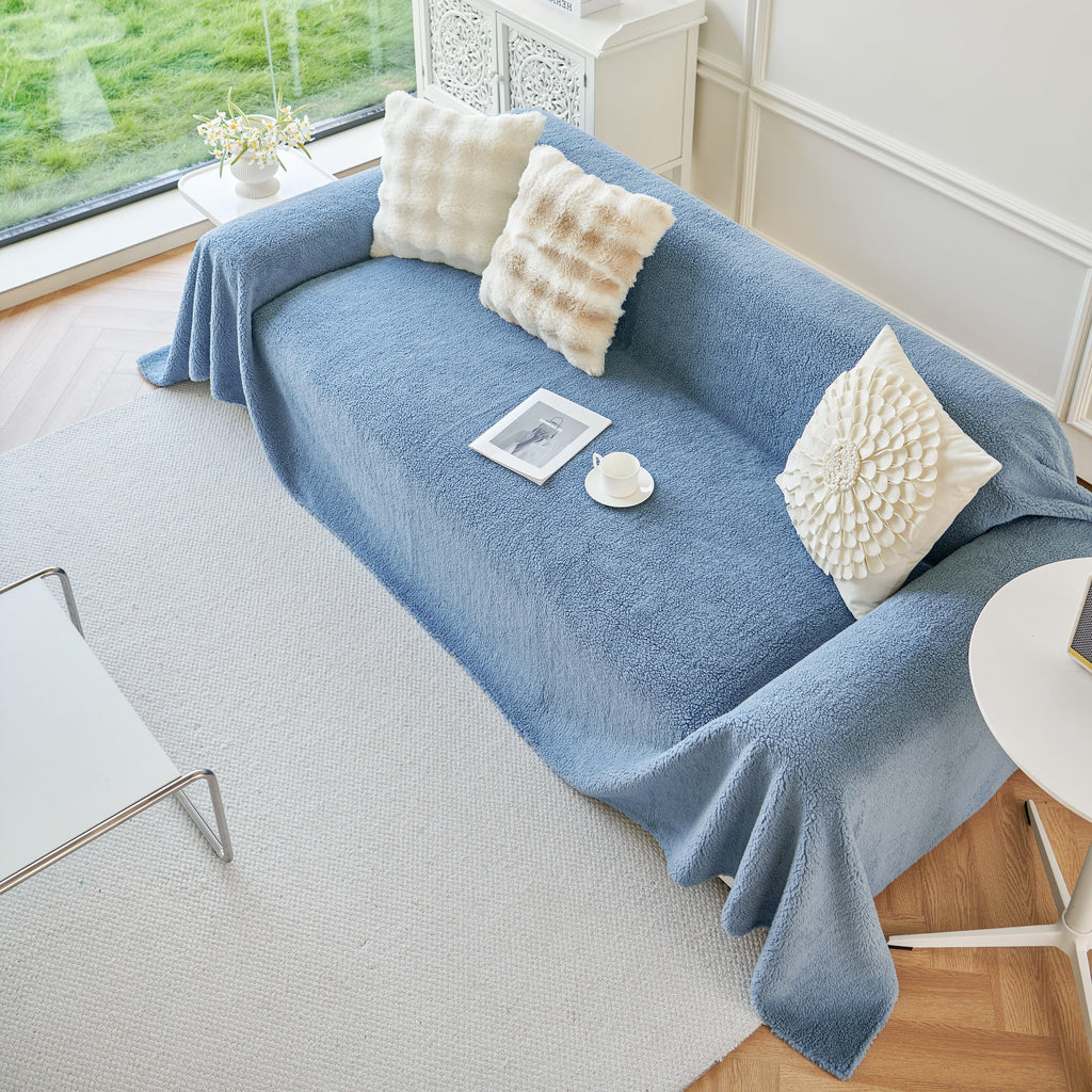 Thick Sherpa Fleece Sofa Protector Cover Stylish Durable Slipcovers for Couches and Chairs