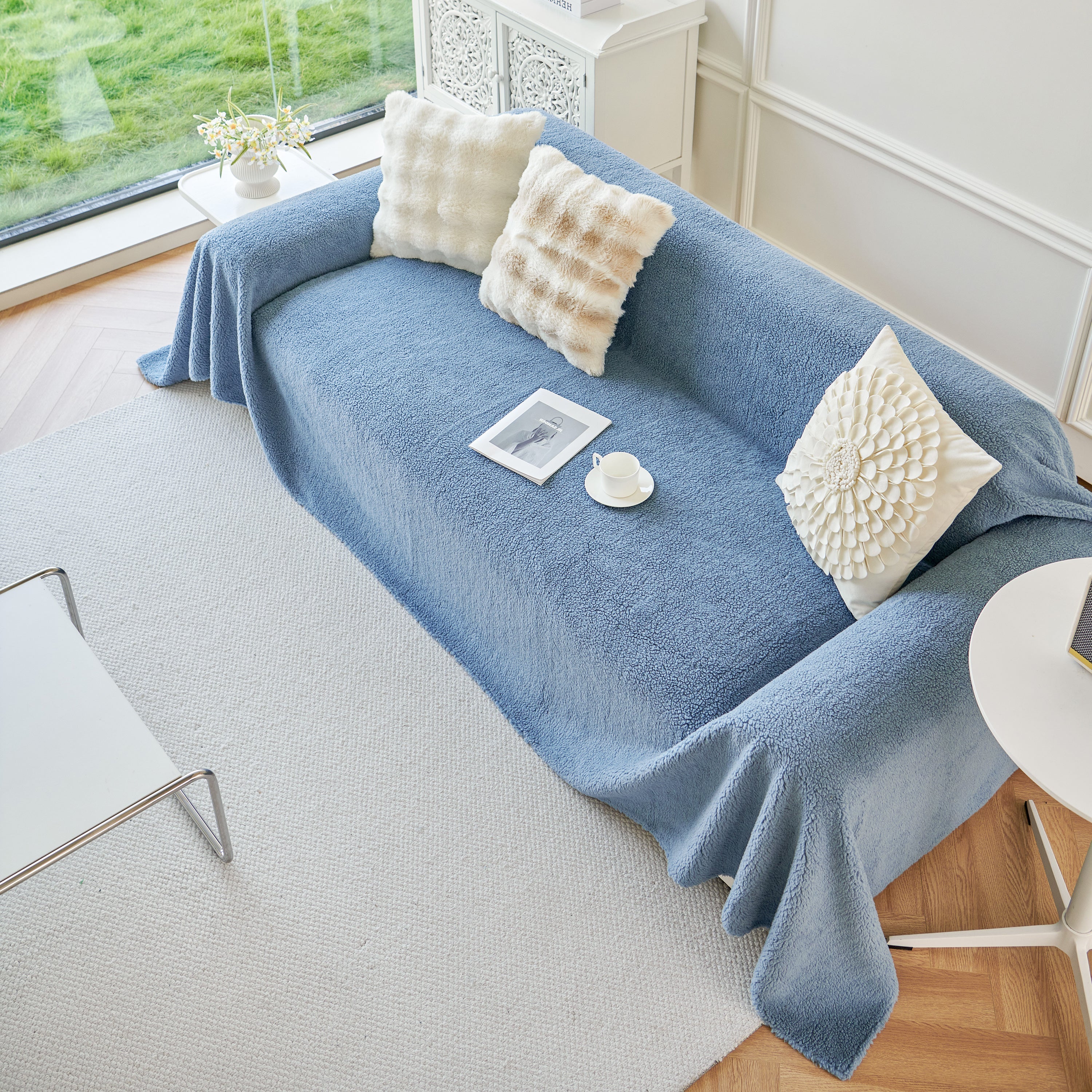 Thick Sherpa Fleece Sofa Protector Cover Stylish Durable Slipcovers for Couches and Chairs