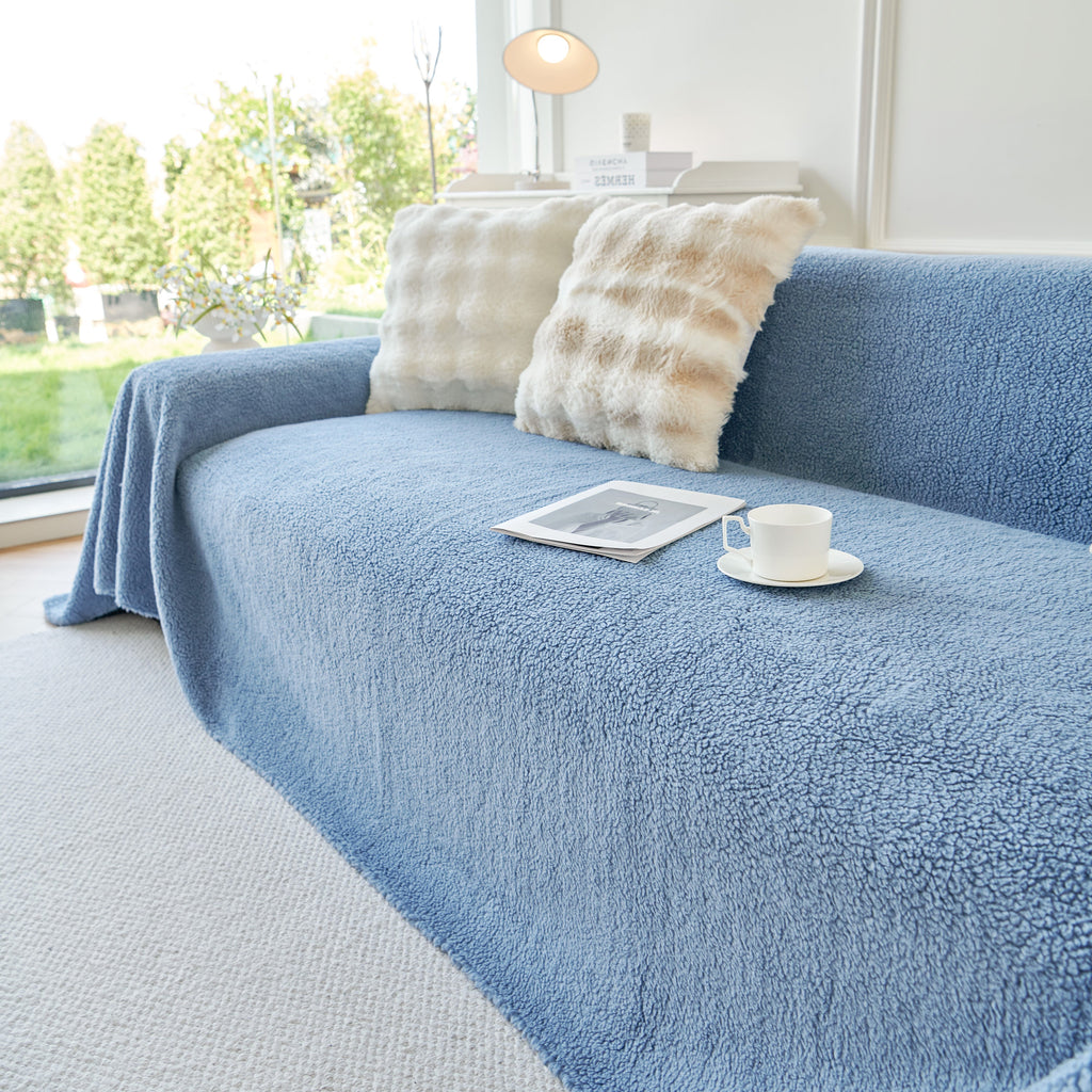 Thick Sherpa Fleece Sofa Protector Cover Stylish Durable Slipcovers for Couches and Chairs