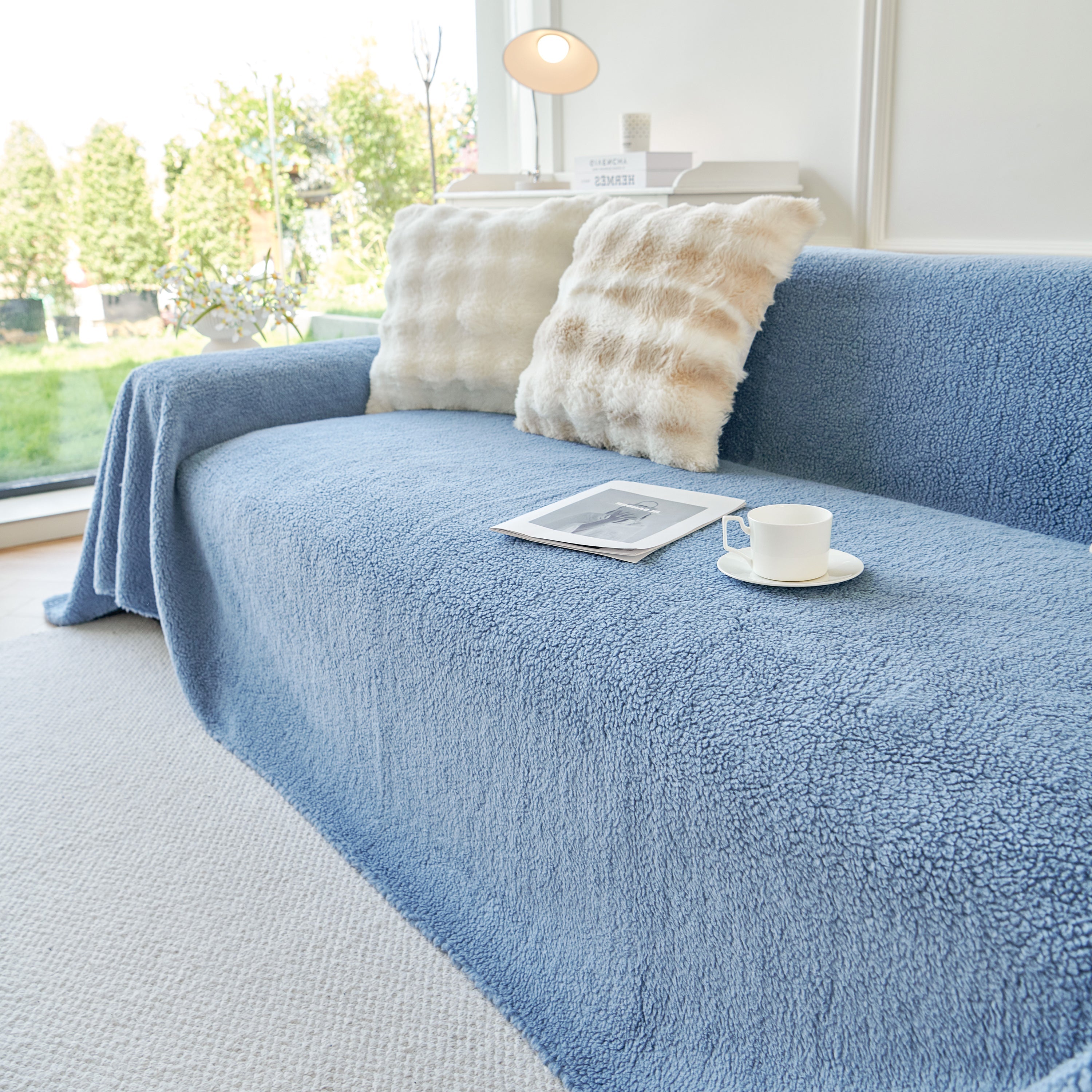 Thick Sherpa Fleece Sofa Protector Cover Stylish Durable Slipcovers for Couches and Chairs