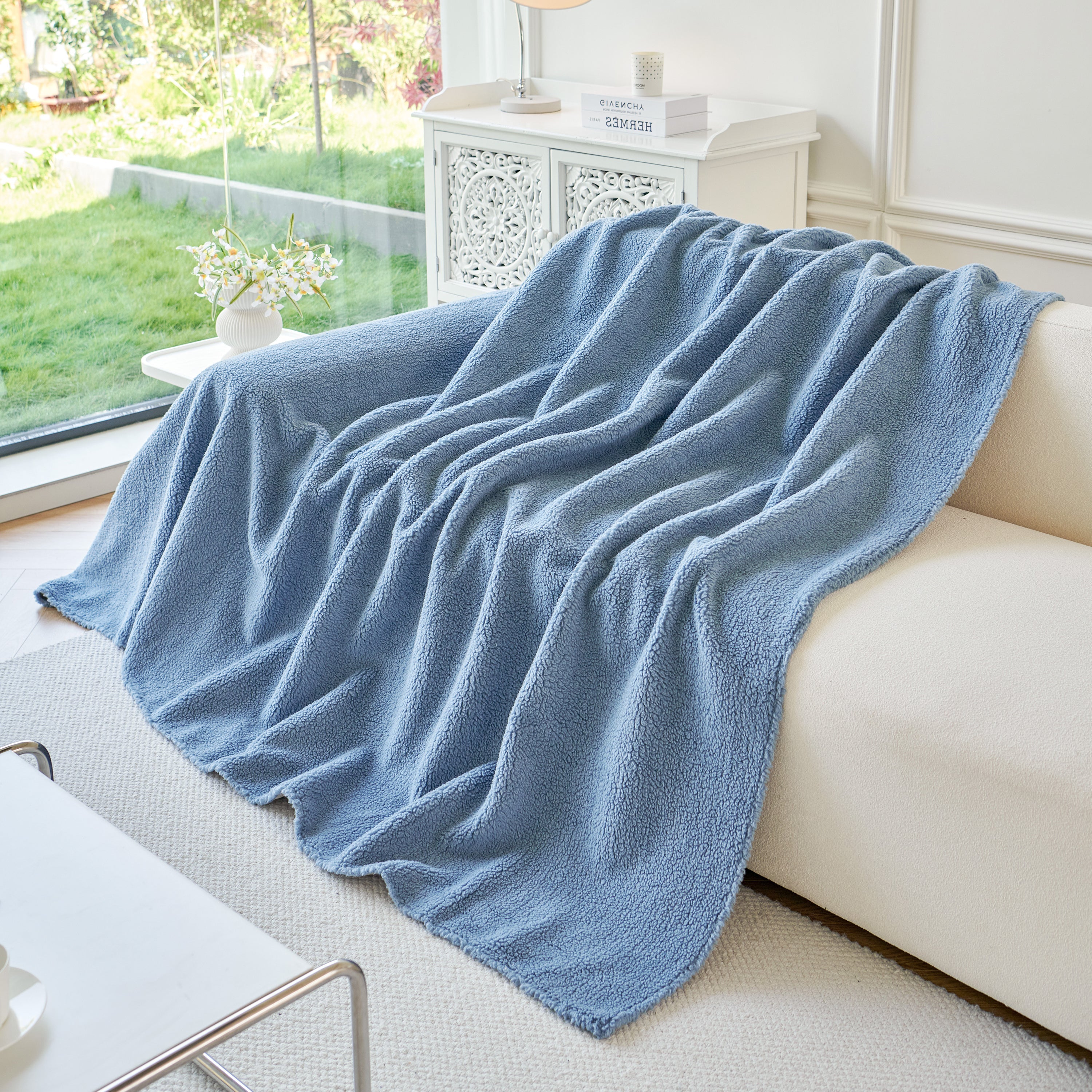 Thick Sherpa Fleece Sofa Protector Cover Stylish Durable Slipcovers for Couches and Chairs