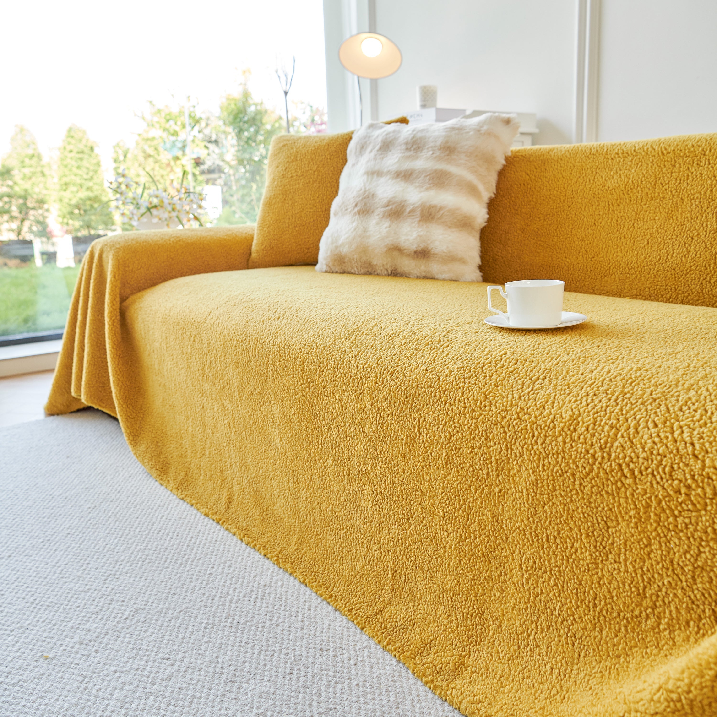 Thick Sherpa Fleece Sofa Protector Cover Stylish Durable Slipcovers for Couches and Chairs