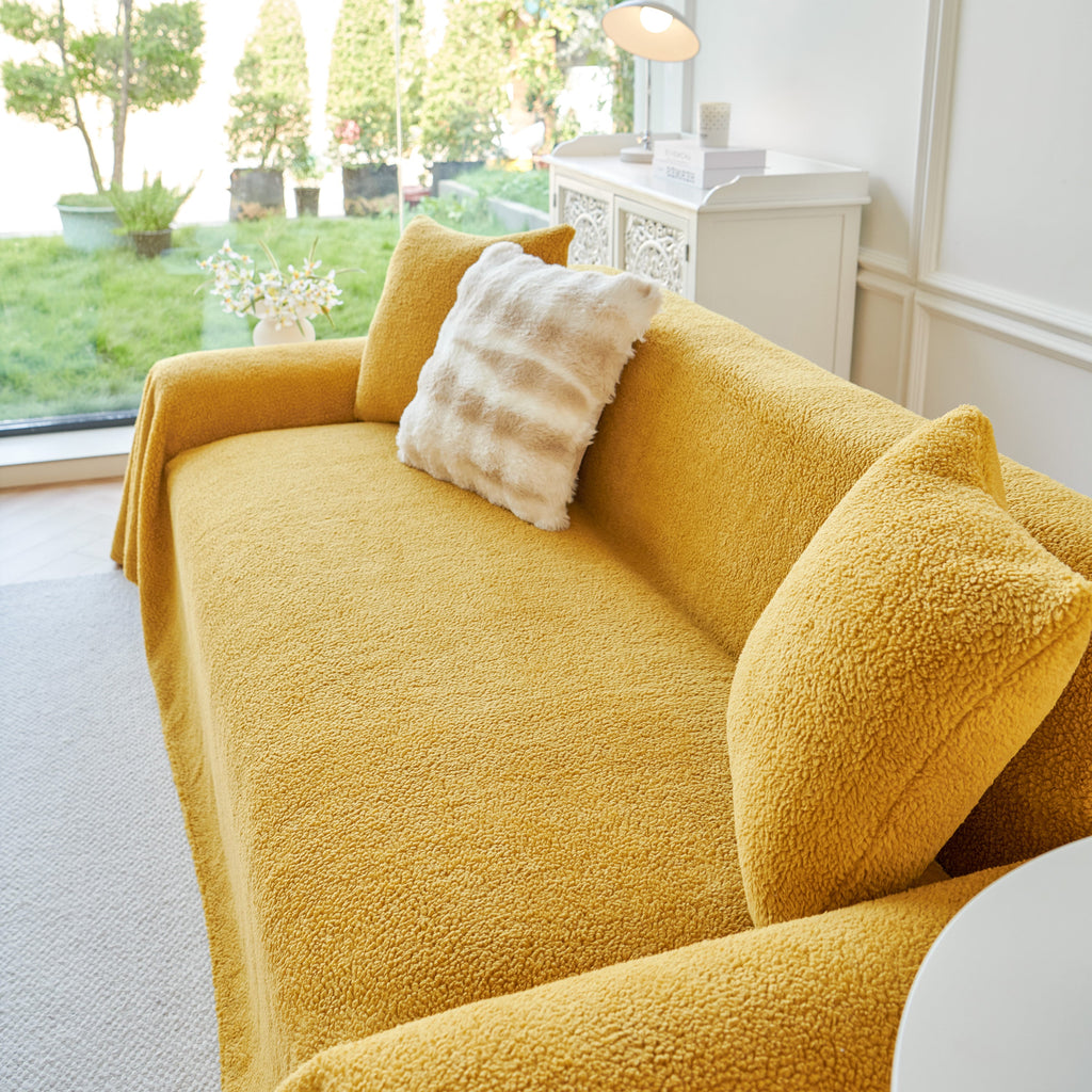 Thick Sherpa Fleece Sofa Protector Cover Stylish Durable Slipcovers for Couches and Chairs
