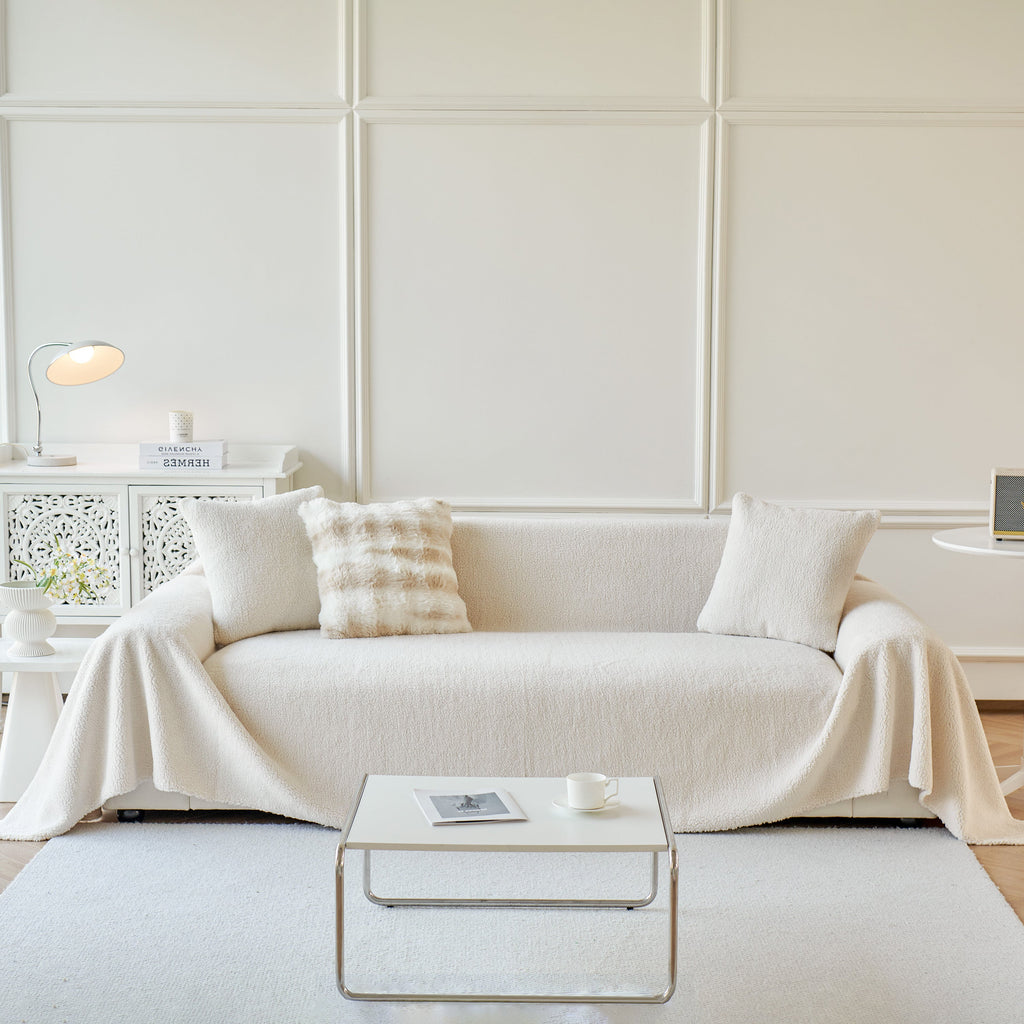 Thick Sherpa Fleece Sofa Protector Cover Stylish Durable Slipcovers for Couches and Chairs