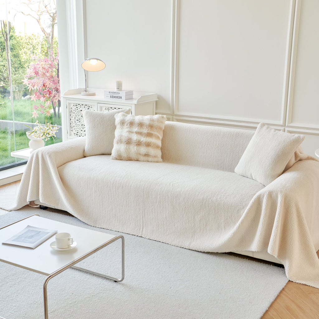 Thick Sherpa Fleece Sofa Protector Cover Stylish Durable Slipcovers for Couches and Chairs