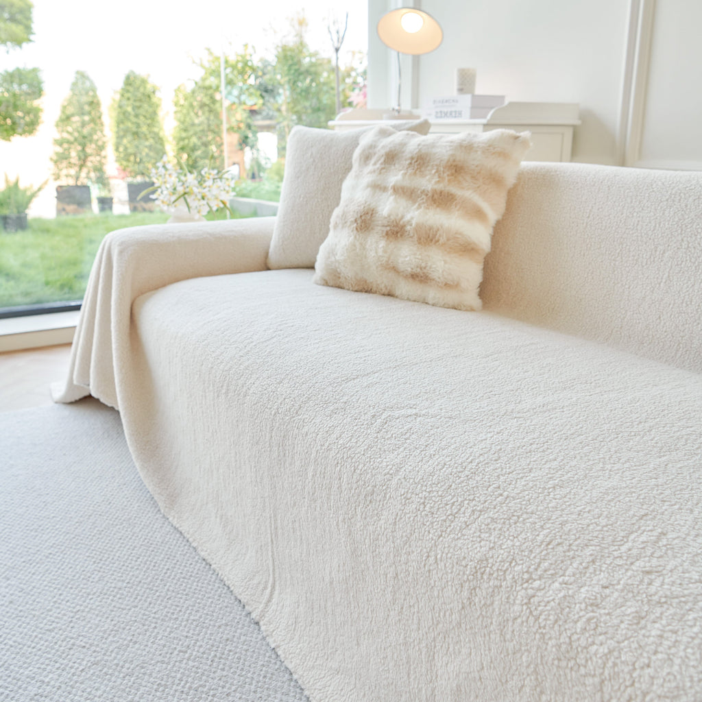 Thick Sherpa Fleece Sofa Protector Cover Stylish Durable Slipcovers for Couches and Chairs