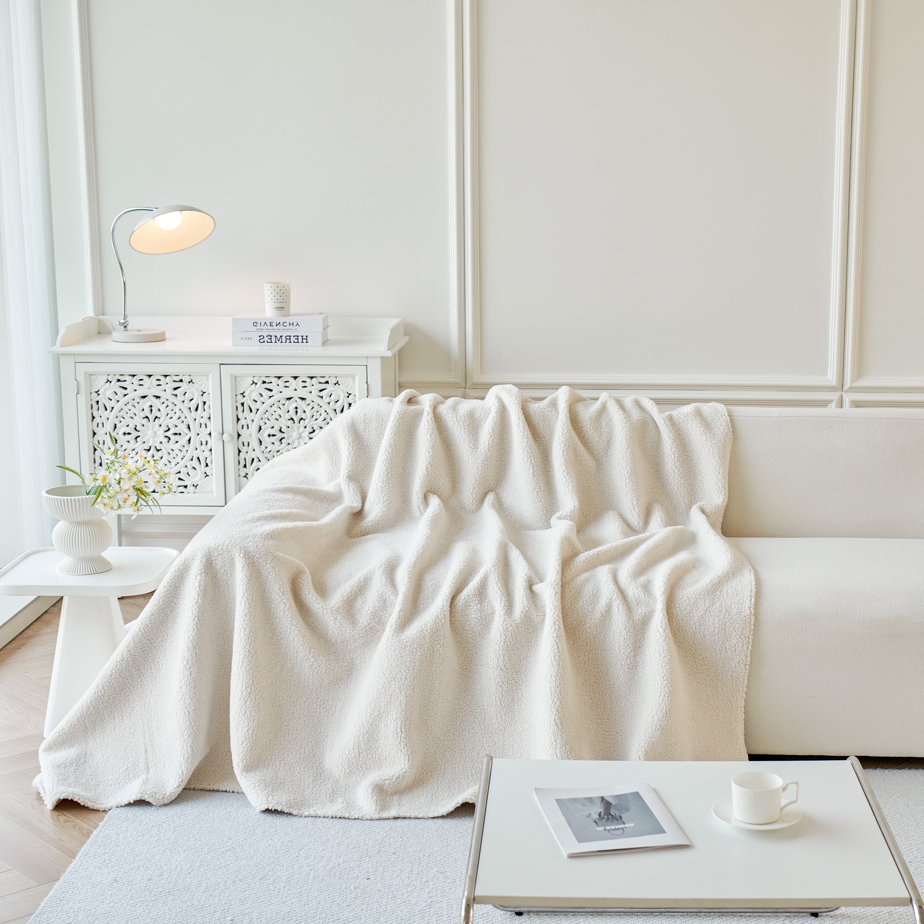 Thick Sherpa Fleece Sofa Protector Cover Stylish Durable Slipcovers for Couches and Chairs