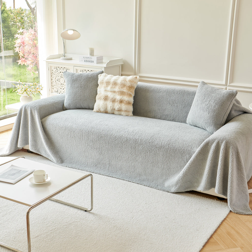 Thick Sherpa Fleece Sofa Protector Cover Stylish Durable Slipcovers for Couches and Chairs