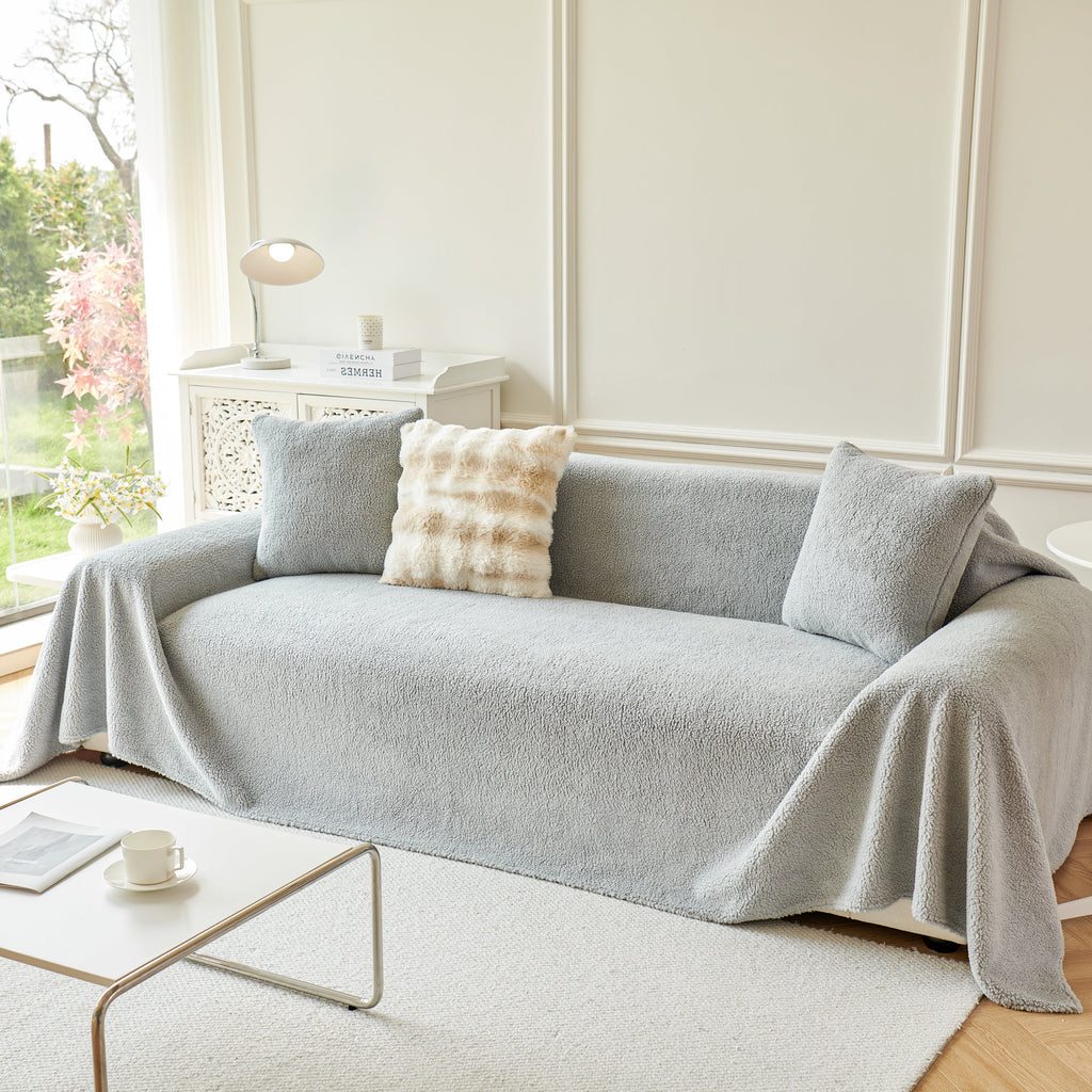 Thick Sherpa Fleece Sofa Protector Cover Stylish Durable Slipcovers for Couches and Chairs