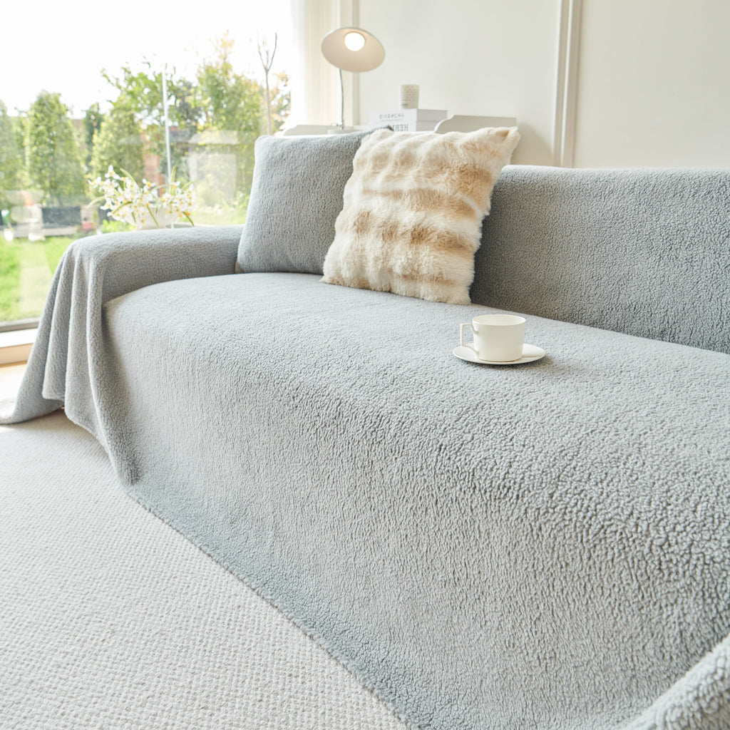 Thick Sherpa Fleece Sofa Protector Cover Stylish Durable Slipcovers for Couches and Chairs