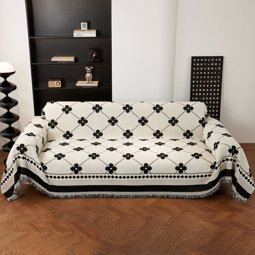 Comfy Four-Leaf Clover Hope Faith Love Luck Blanket for Couch, Chenille Scratch Proof Sofa Blanket Covers