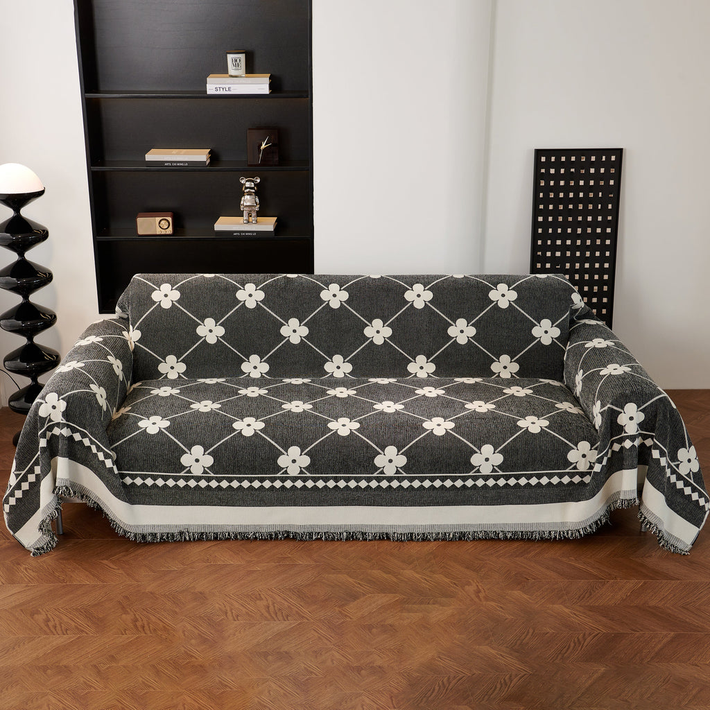 Comfy Four-Leaf Clover Hope Faith Love Luck Blanket for Couch, Chenille Scratch Proof Sofa Blanket Covers