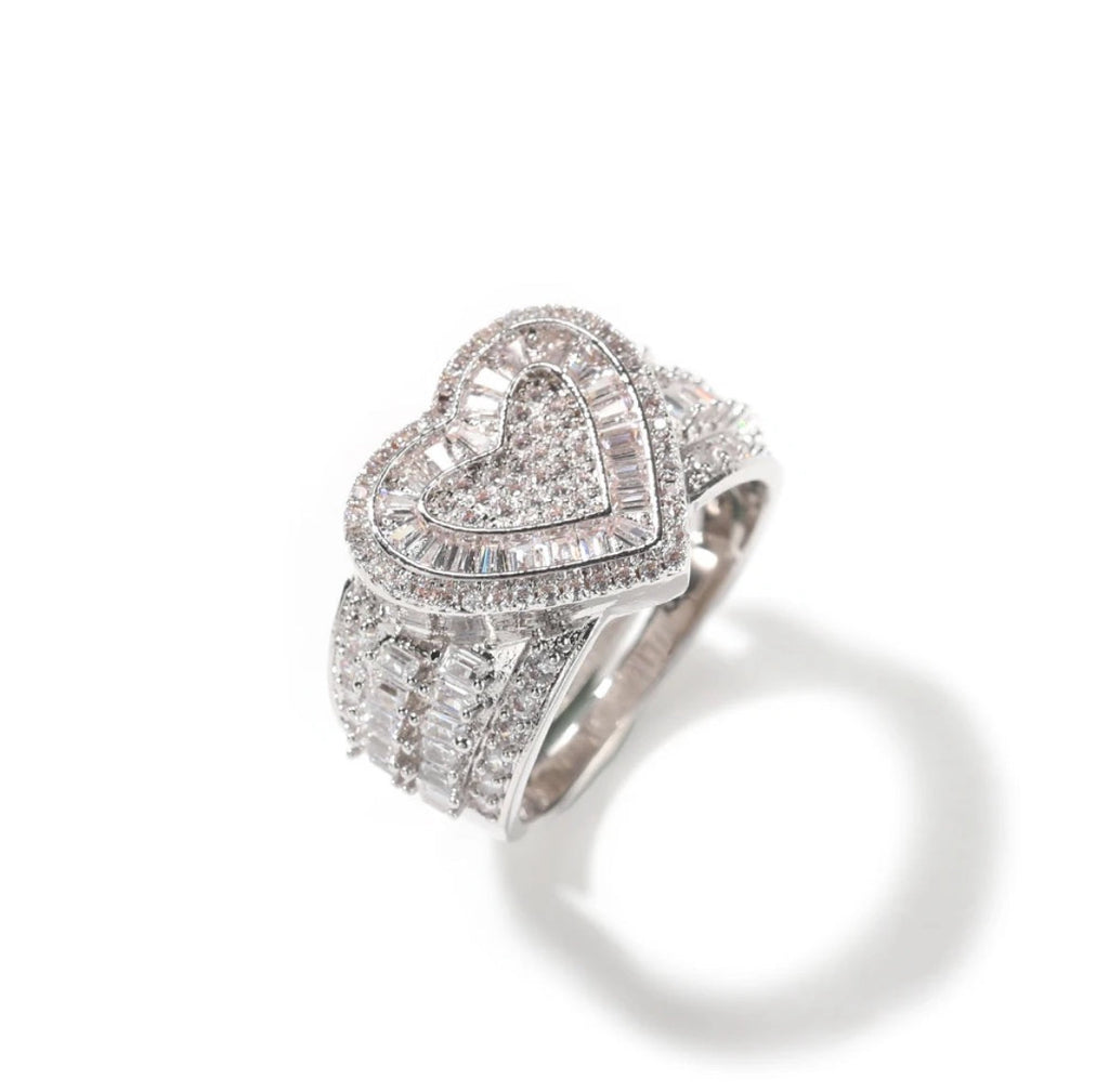 Thick Hearts Baguette Ring