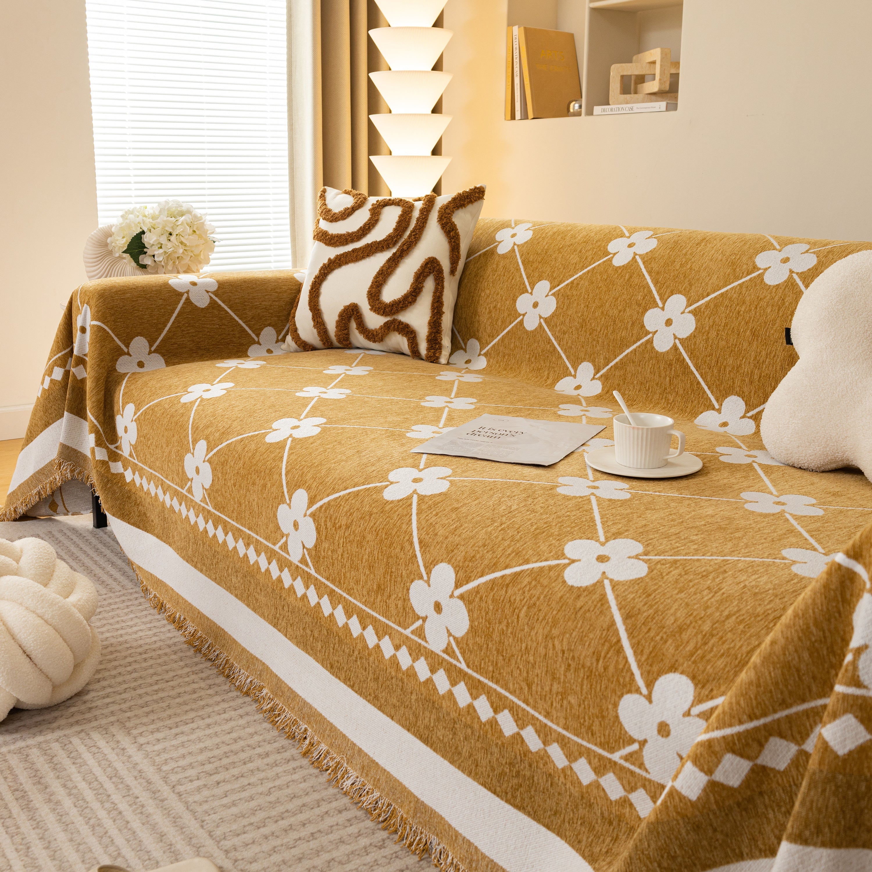 Comfy Four-Leaf Clover Hope Faith Love Luck Blanket for Couch, Chenille Scratch Proof Sofa Blanket Covers