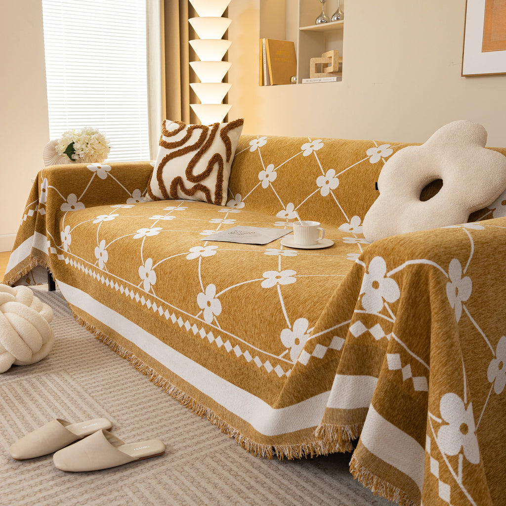 Comfy Four-Leaf Clover Hope Faith Love Luck Blanket for Couch, Chenille Scratch Proof Sofa Blanket Covers