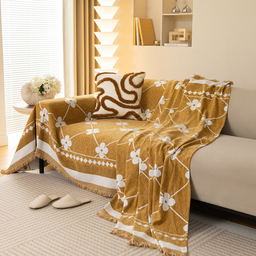 Comfy Four-Leaf Clover Hope Faith Love Luck Blanket for Couch, Chenille Scratch Proof Sofa Blanket Covers