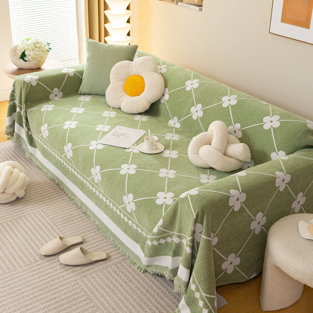 Comfy Four-Leaf Clover Hope Faith Love Luck Blanket for Couch, Chenille Scratch Proof Sofa Blanket Covers