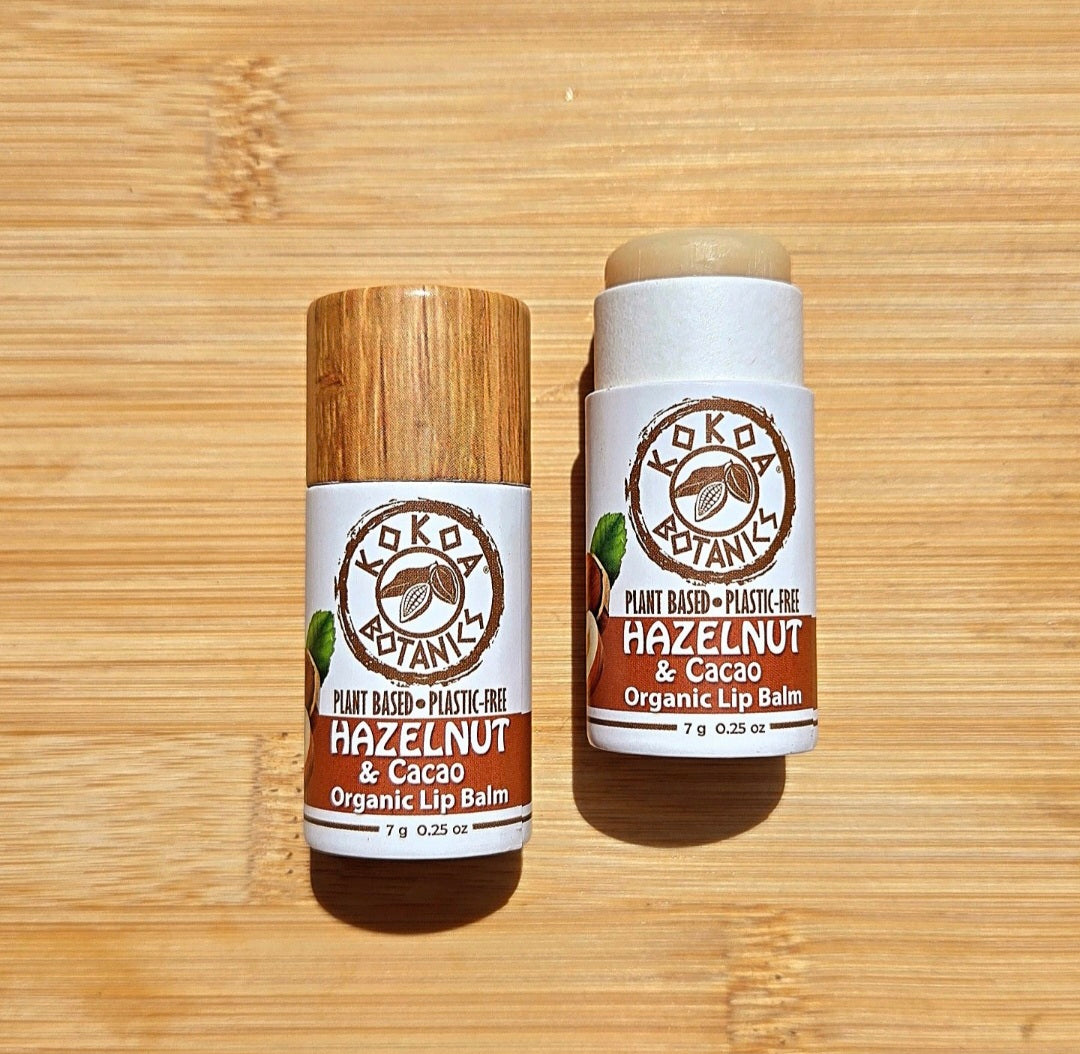 Hazelnut and Cocoa Butter - Natural Organic Lip Balm - Vegan - Plastic Free