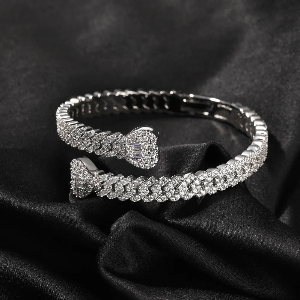 Icy Cuban Heart Bangle