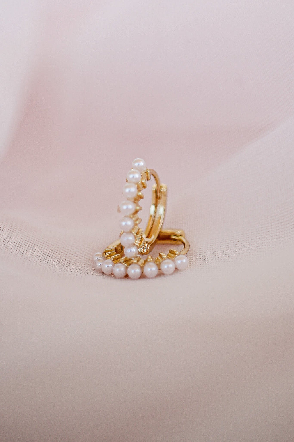 Pearl Huggie Hoop