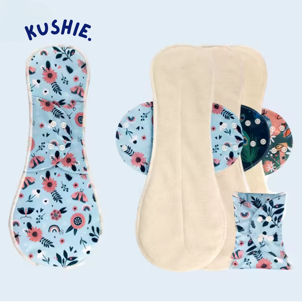 KUSHIE FlowBloom Reusable Pads – 2-Piece Leakproof Comfort Set