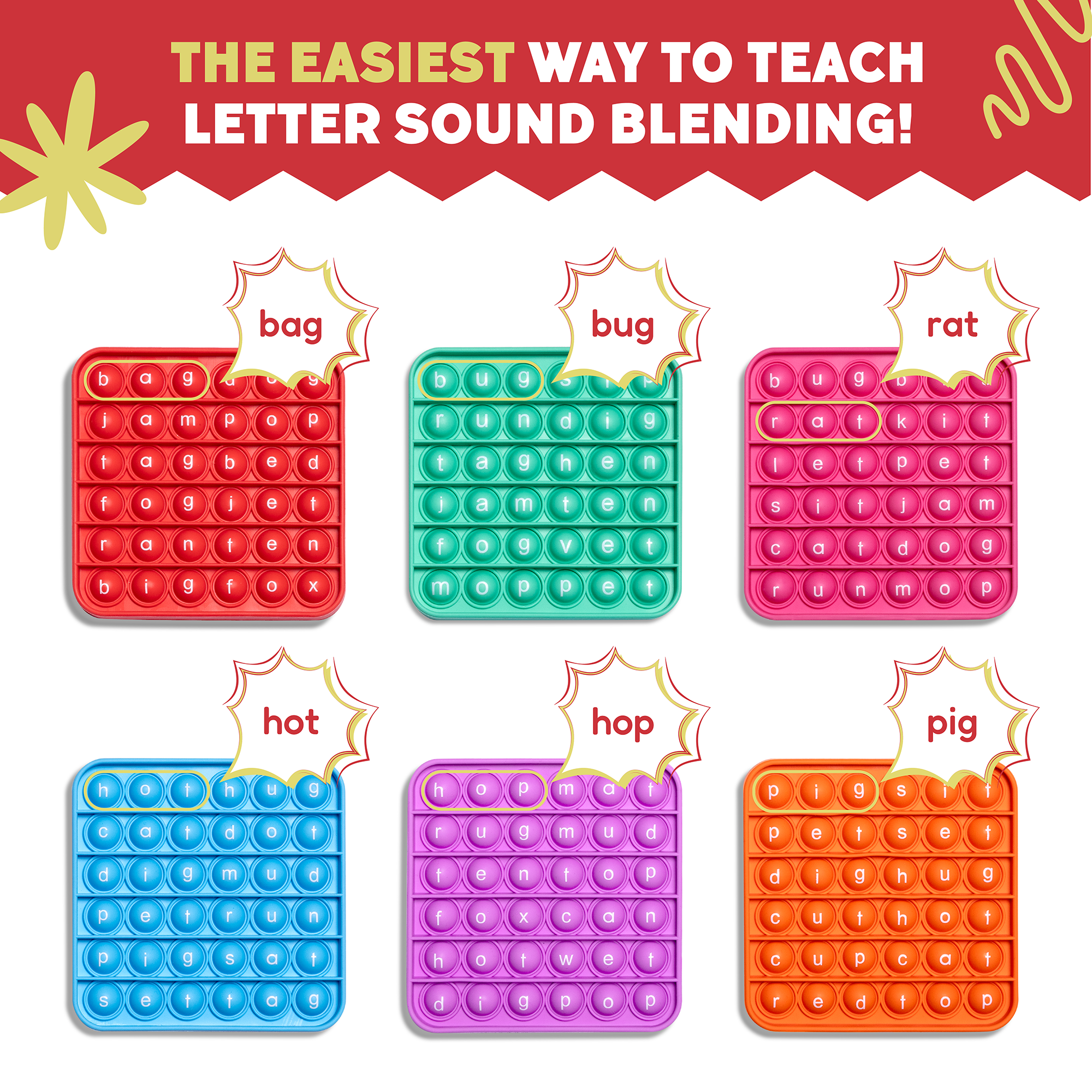 .6 Extra CVC Fidget Mats (Word Pop)
