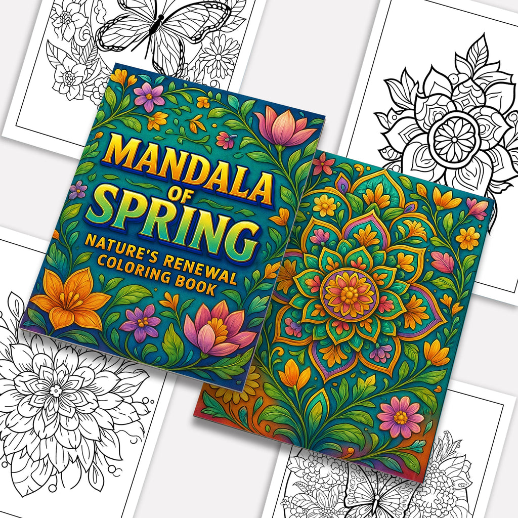 Mandala of Spring Nature Coloring Pages – 48 Pages – Botanical Mandalas, Fresh Spring Designs – For Adults