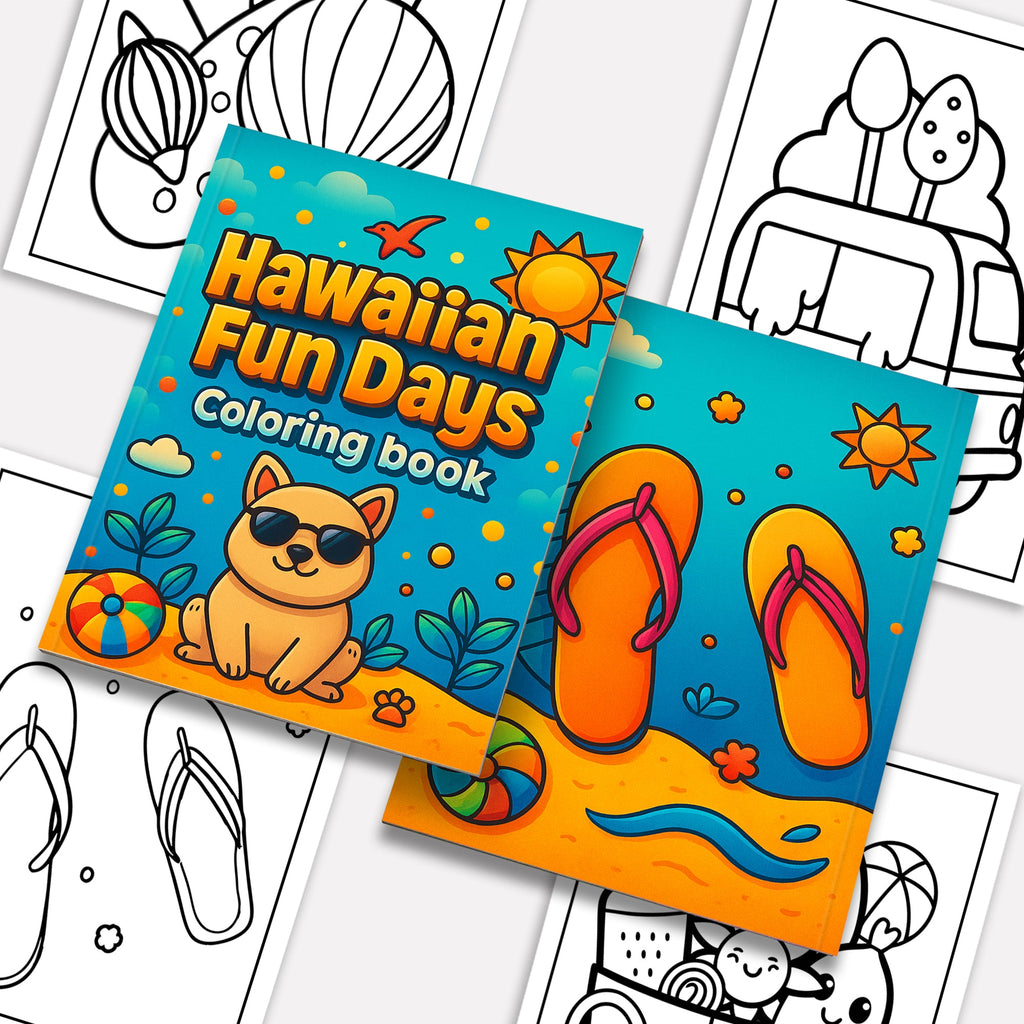 Hawaiian Fun Days Coloring Pages – 48 Cute Beach and Island Activities for Kids