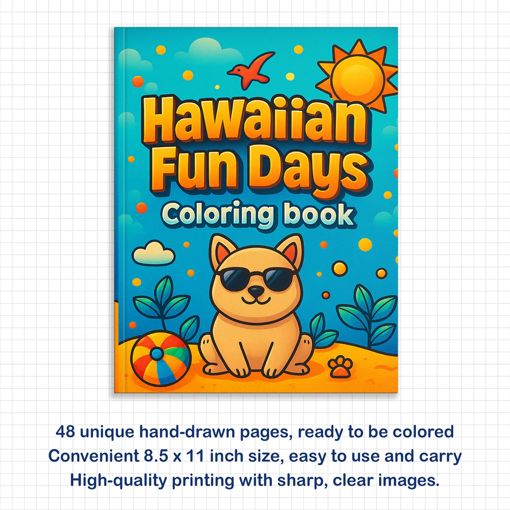 Hawaiian Fun Days Coloring Pages – 48 Cute Beach and Island Activities for Kids