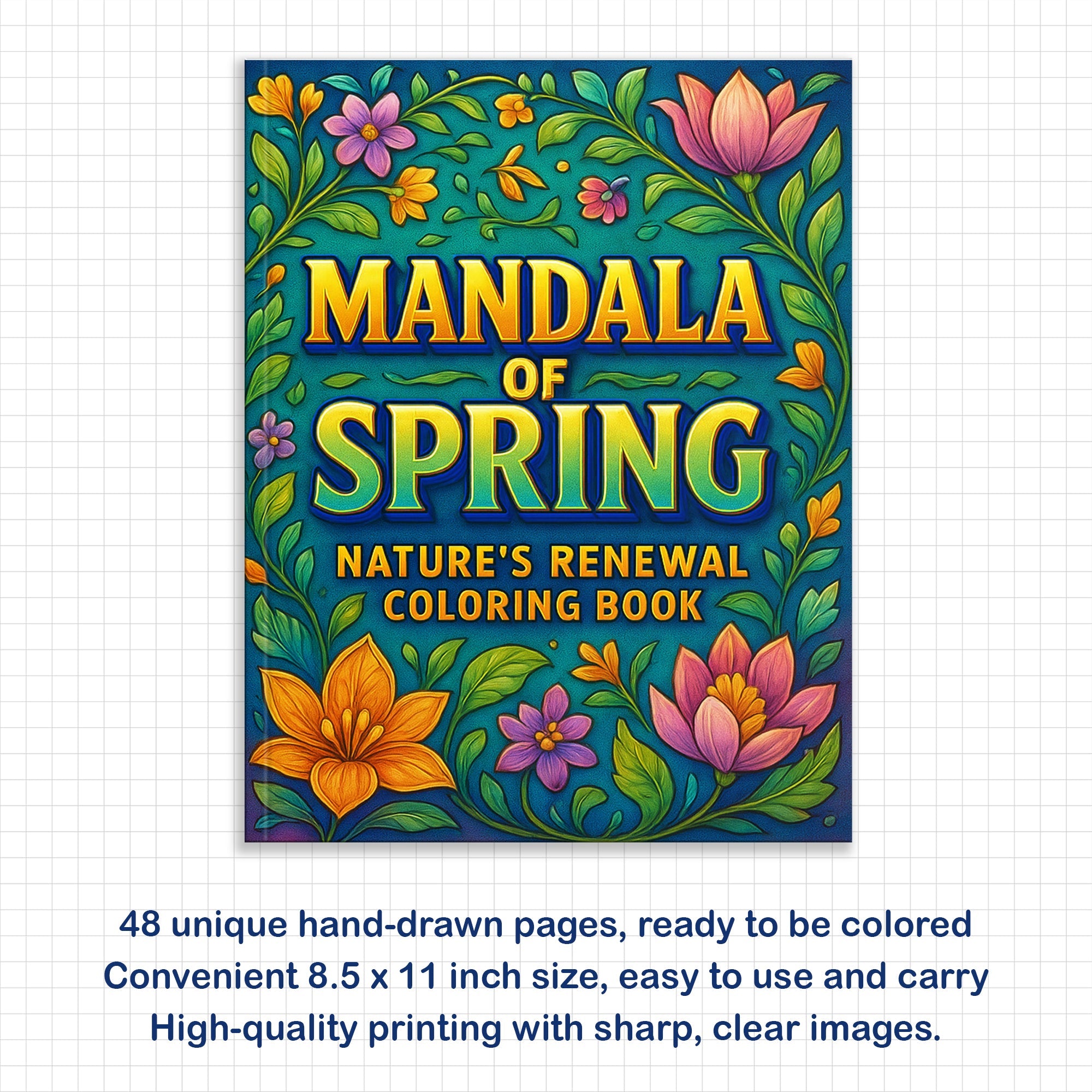 Mandala of Spring Nature Coloring Pages – 48 Pages – Botanical Mandalas, Fresh Spring Designs – For Adults