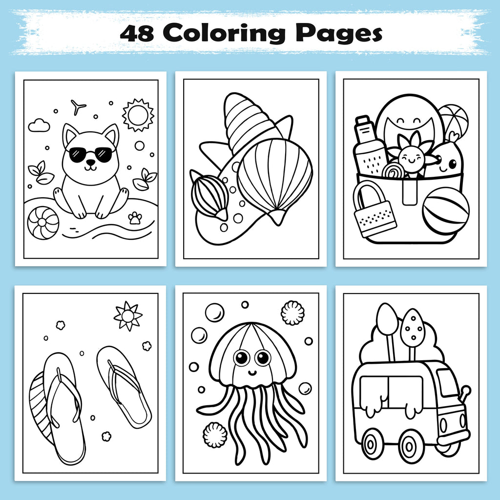 Hawaiian Fun Days Coloring Pages – 48 Cute Beach and Island Activities for Kids