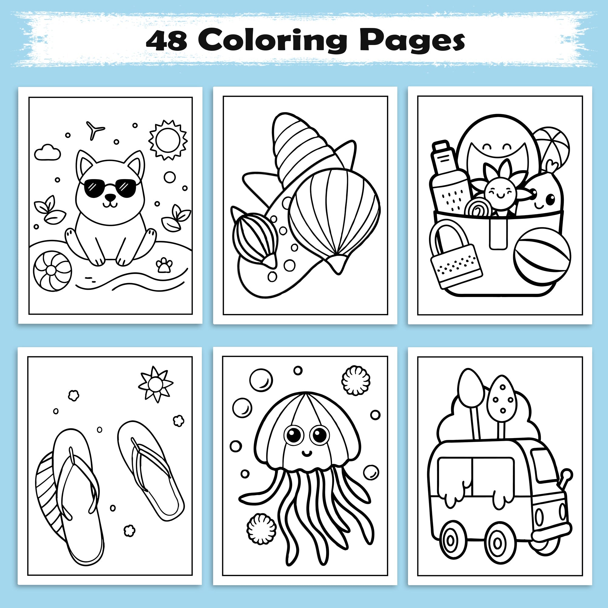 Hawaiian Fun Days Coloring Pages – 48 Cute Beach and Island Activities for Kids