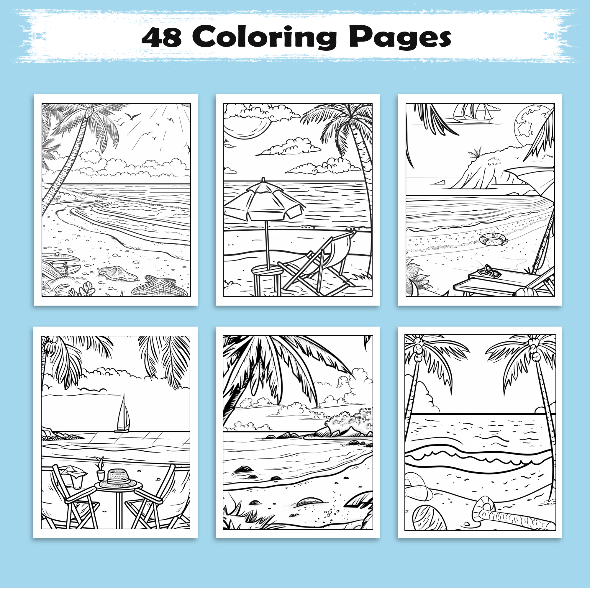 Tropical Island Adventures Hawaii Coloring Pages – 48 Cute Beach Activities for Kids